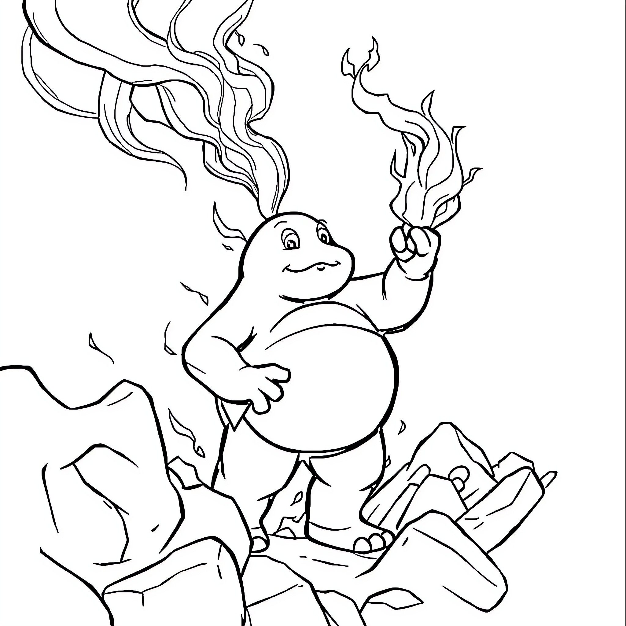 Pompier Firefighter Battling Blaze in Mountainous Terrain Coloring Page (free black-and-white line drawing printable PDF for all, from beginners to advanced learners, including children, teens, adults, and seniors)