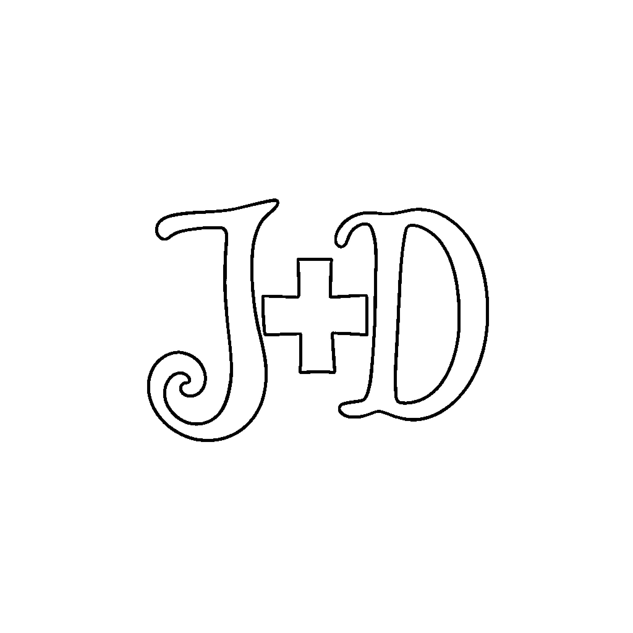 Initials with Medical Symbol Illustration Coloring Page (free black-and-white line drawing printable PDF for all, from beginners to advanced learners, including children, teens, adults, and seniors)