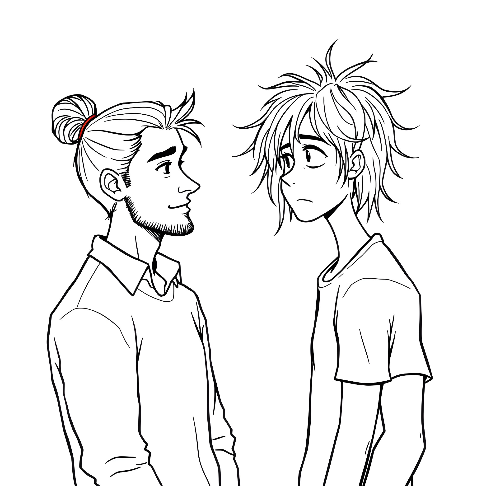 Man with stylish hairstyles in profile view Coloring Page (free black-and-white line drawing printable PDF for all, from beginners to advanced learners, including children, teens, adults, and seniors)