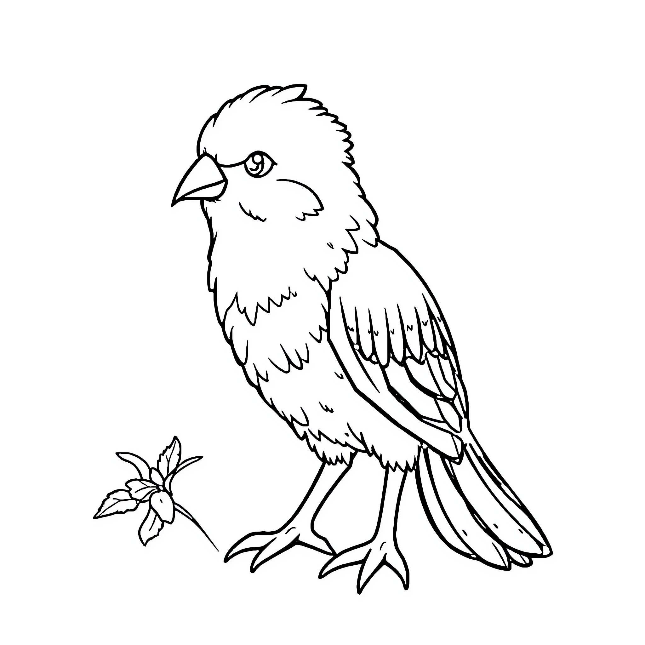 Pocomon bird sitting on a flower Coloring Page (free black-and-white line drawing printable PDF for all, from beginners to advanced learners, including children, teens, adults, and seniors)