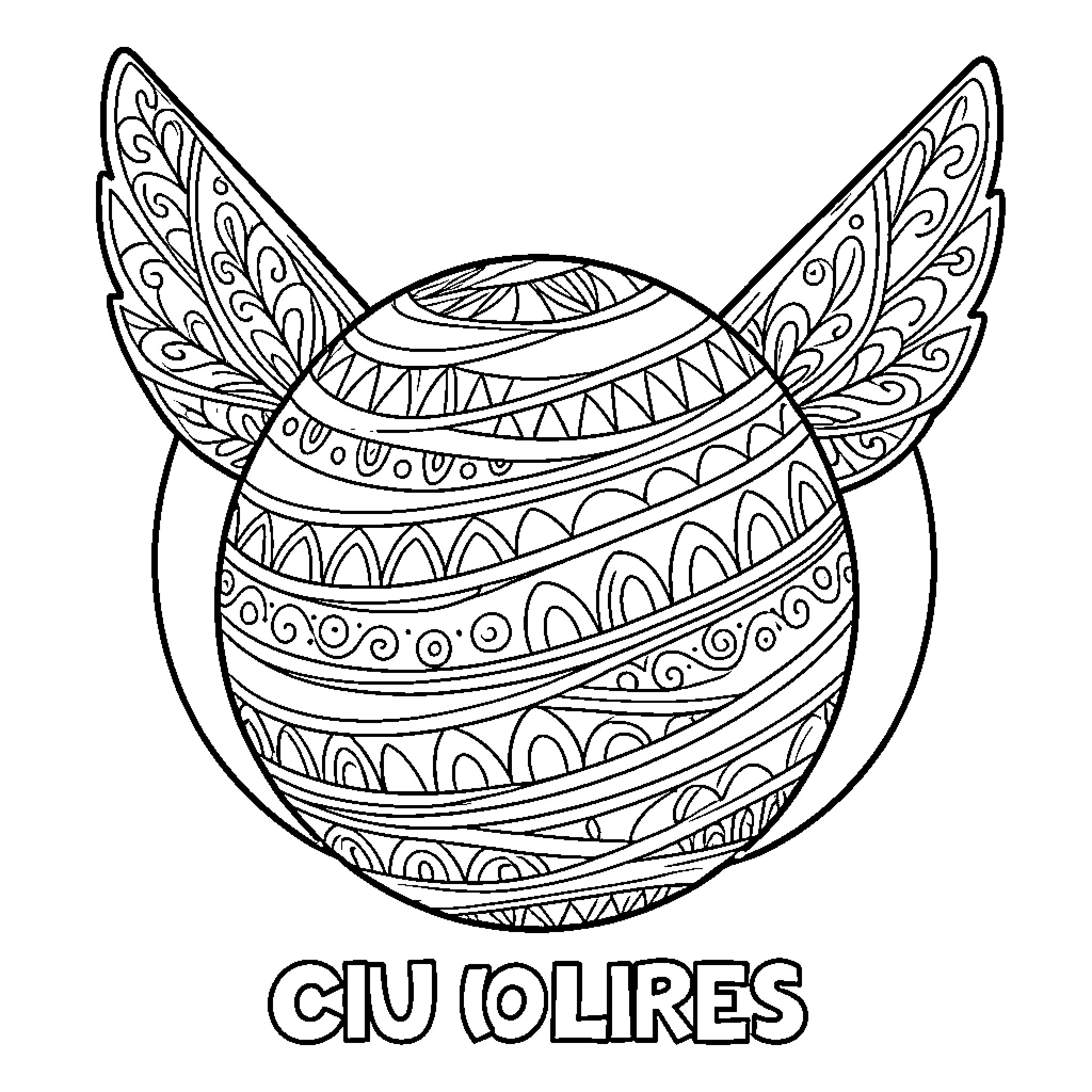 Ray Fish with Ornate Patterned Shell Coloring Page (free black-and-white line drawing printable PDF for all, from beginners to advanced learners, including children, teens, adults, and seniors)