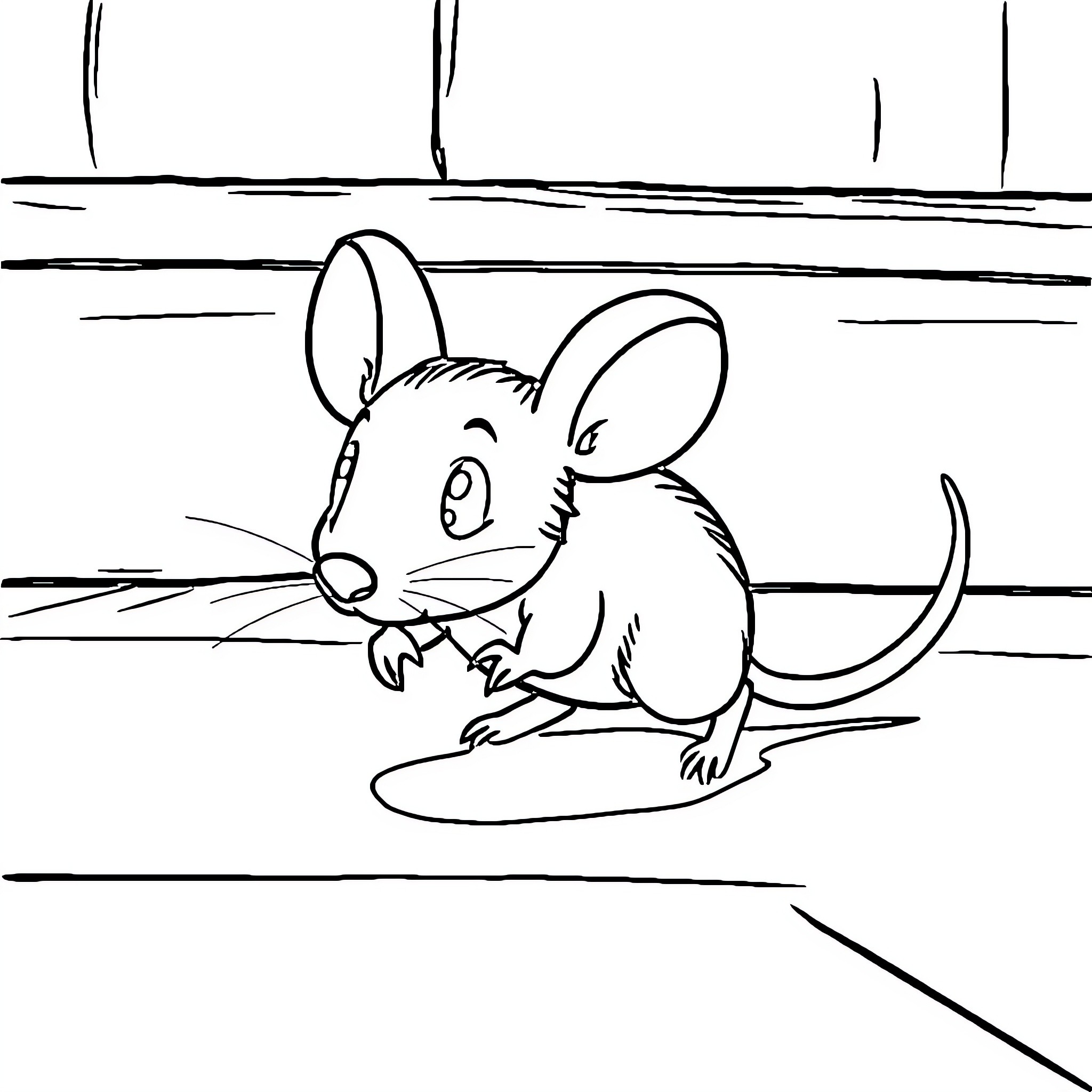 Mouse exploring in the wild Coloring Page (free black-and-white line drawing printable PDF for all, from beginners to advanced learners, including children, teens, adults, and seniors)