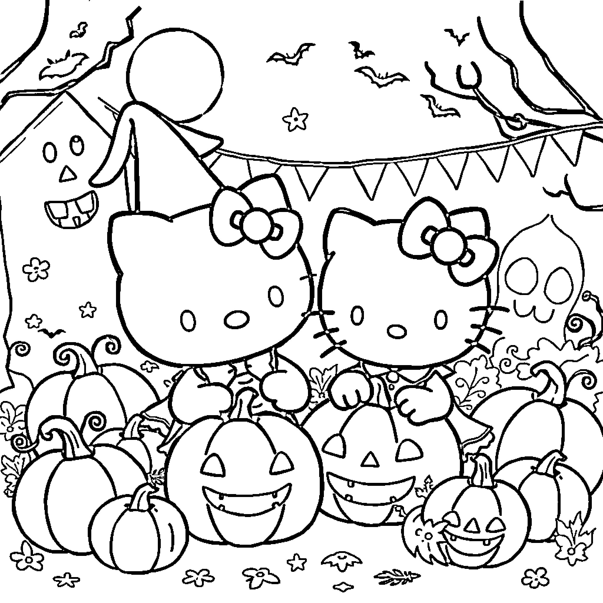 Bluey's Spooky Halloween Adventure Coloring Page (free black-and-white line drawing printable PDF for all, from beginners to advanced learners, including children, teens, adults, and seniors)