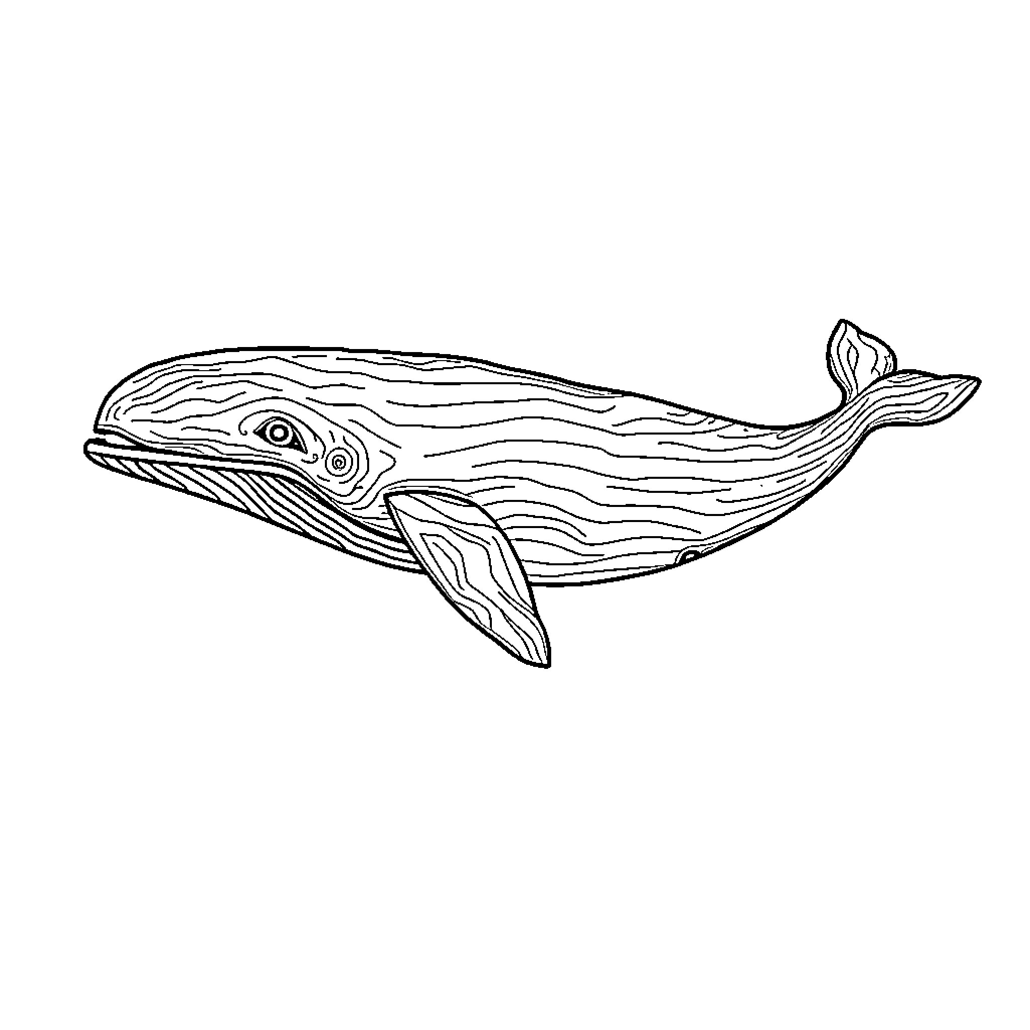 Whale swimming gracefully in the ocean Coloring Page (free black-and-white line drawing printable PDF for all, from beginners to advanced learners, including children, teens, adults, and seniors)