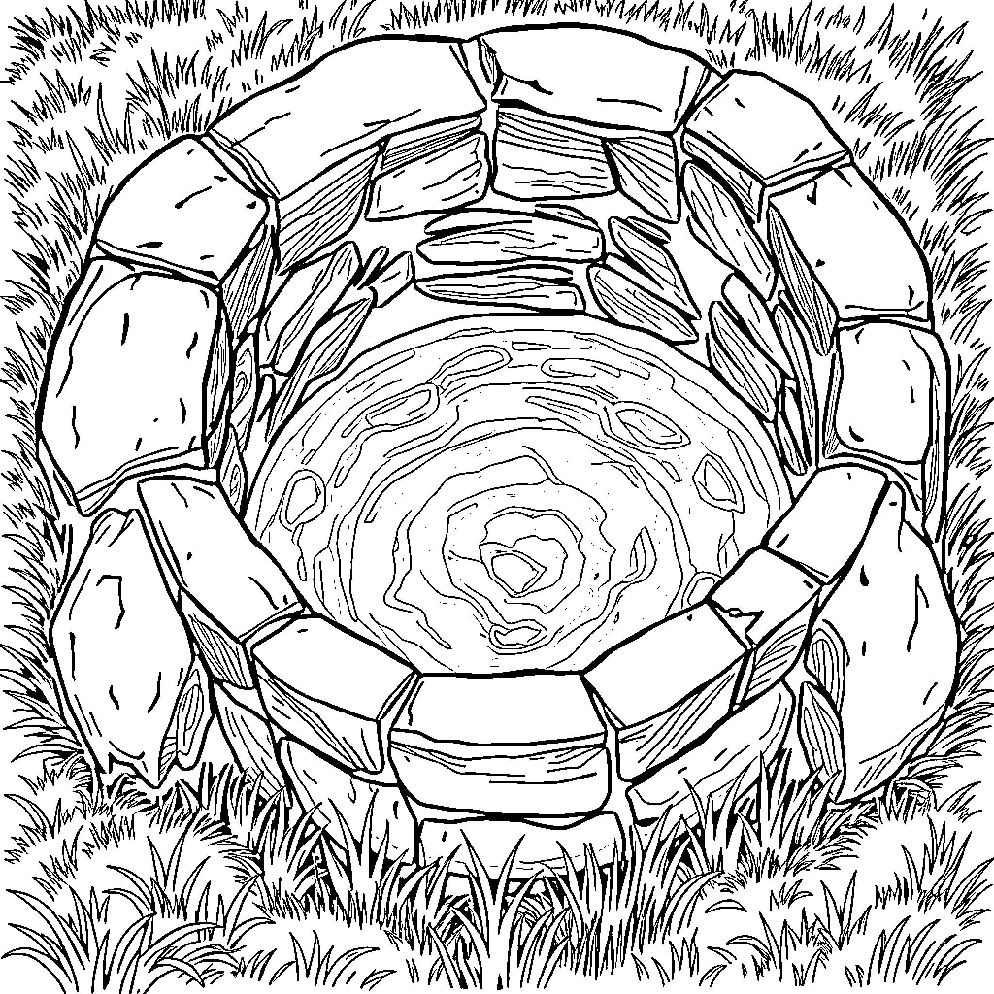 Well-crafted decorative bowl amidst nature's embrace Coloring Page (free black-and-white line drawing printable PDF for all, from beginners to advanced learners, including children, teens, adults, and seniors)