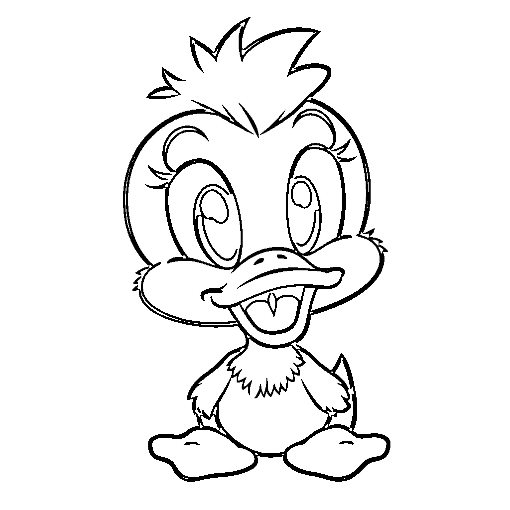 Daffy Duck in a Silly Pose Coloring Page (free black-and-white line drawing printable PDF for all, from beginners to advanced learners, including children, teens, adults, and seniors)