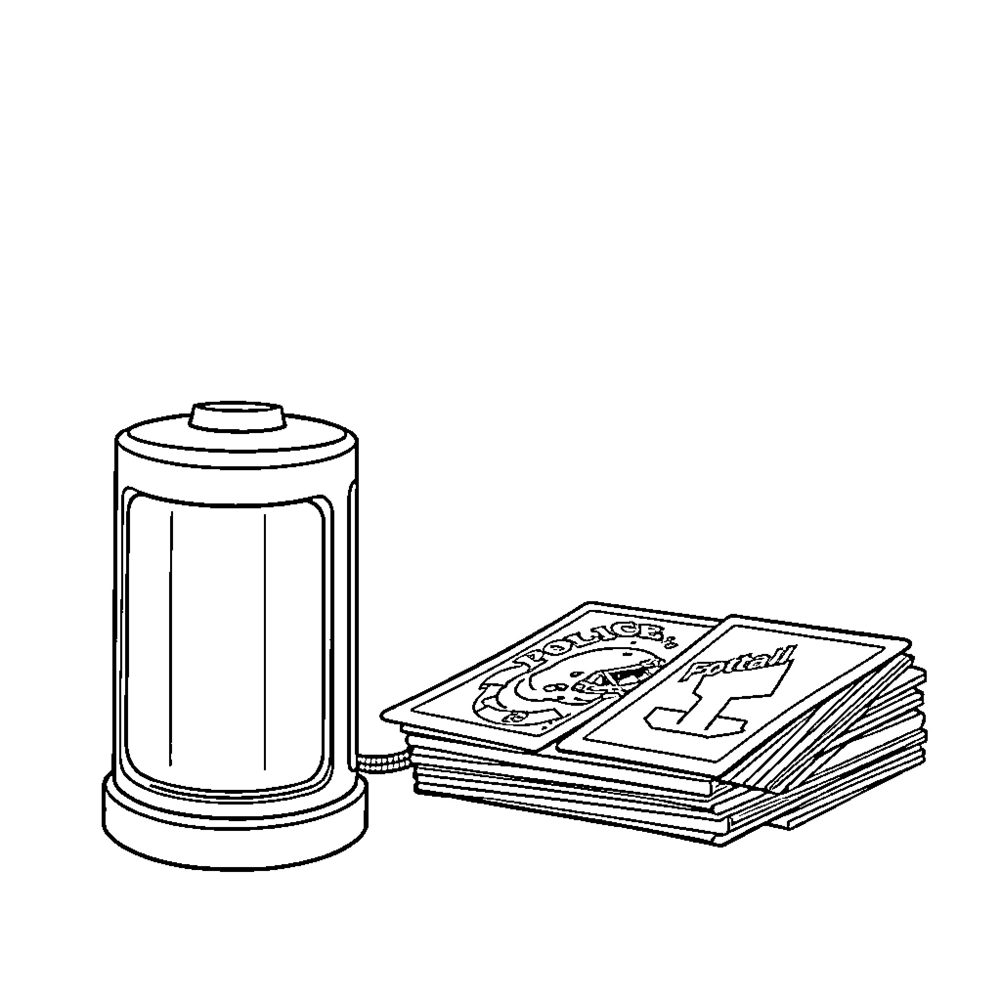 Police Light Equipment and Documents Coloring Page (free black-and-white line drawing printable PDF for all, from beginners to advanced learners, including children, teens, adults, and seniors)