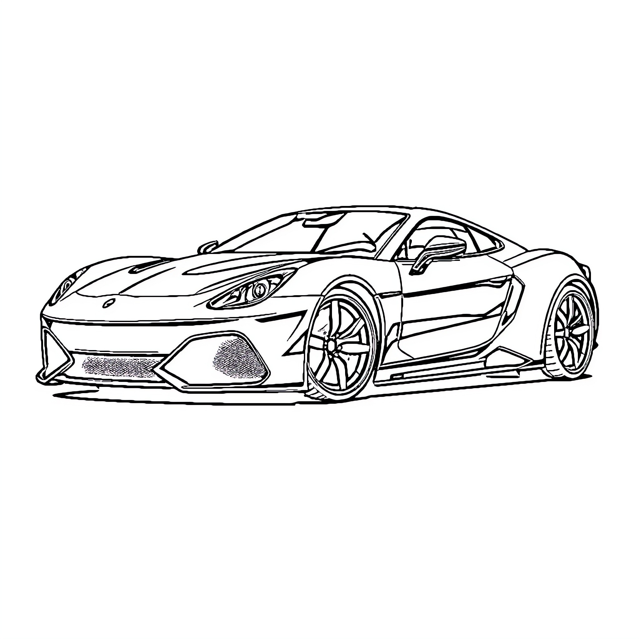 Logo of sleek sports car design Coloring Page (free black-and-white line drawing printable PDF for all, from beginners to advanced learners, including children, teens, adults, and seniors)