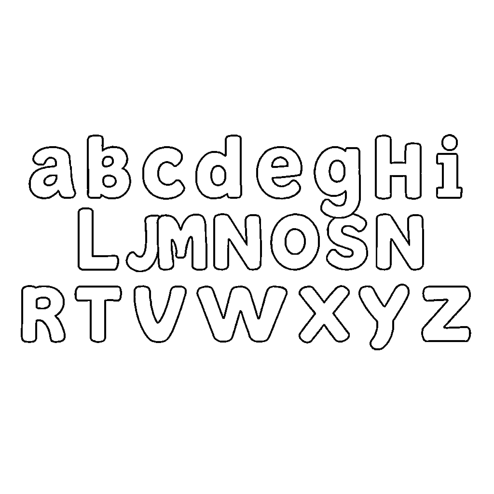 Alphabet letters in simple black and white style Coloring Page (free black-and-white line drawing printable PDF for all, from beginners to advanced learners, including children, teens, adults, and seniors)
