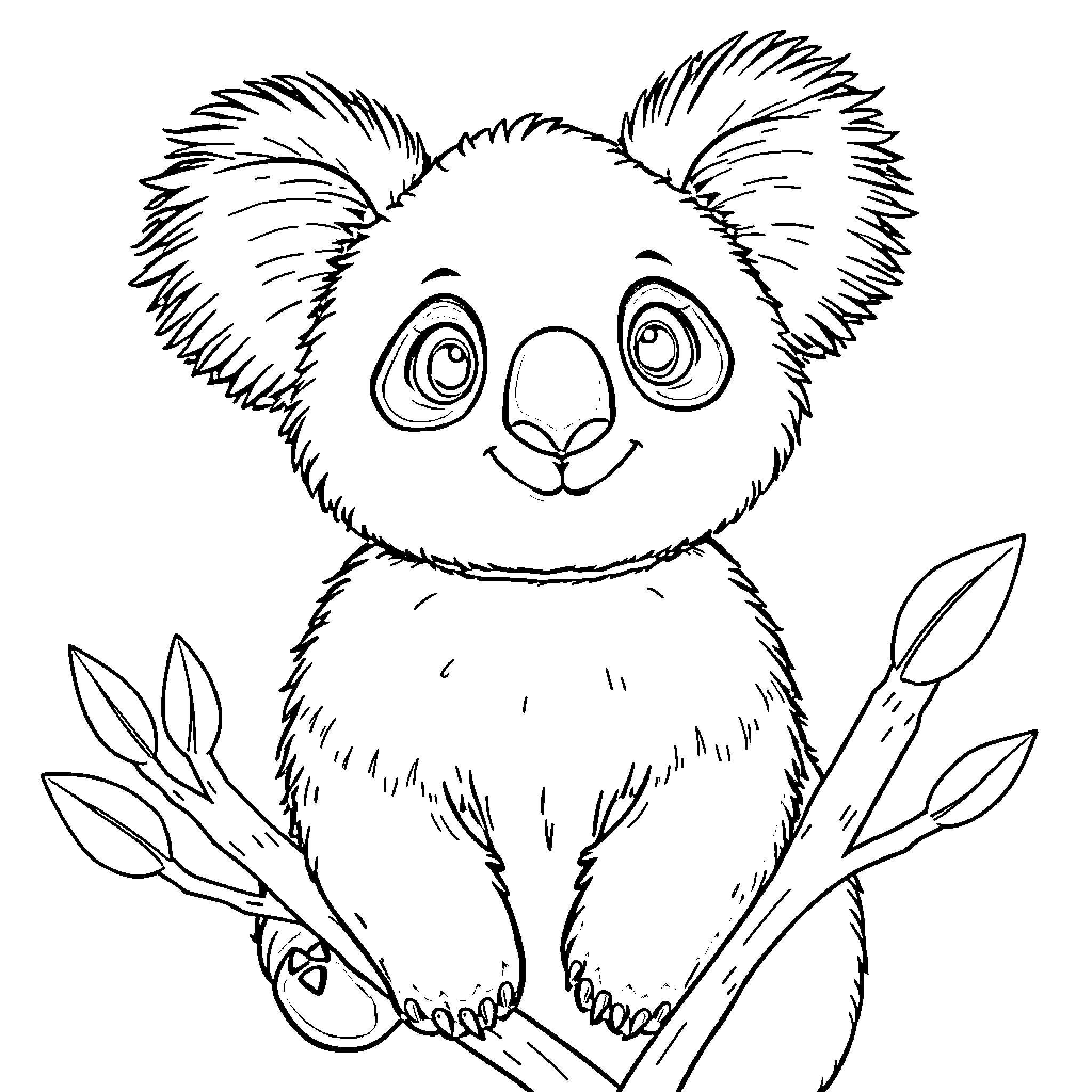 Panda with big eyes and fuzzy fur Coloring Page (free black-and-white line drawing printable PDF for all, from beginners to advanced learners, including children, teens, adults, and seniors)