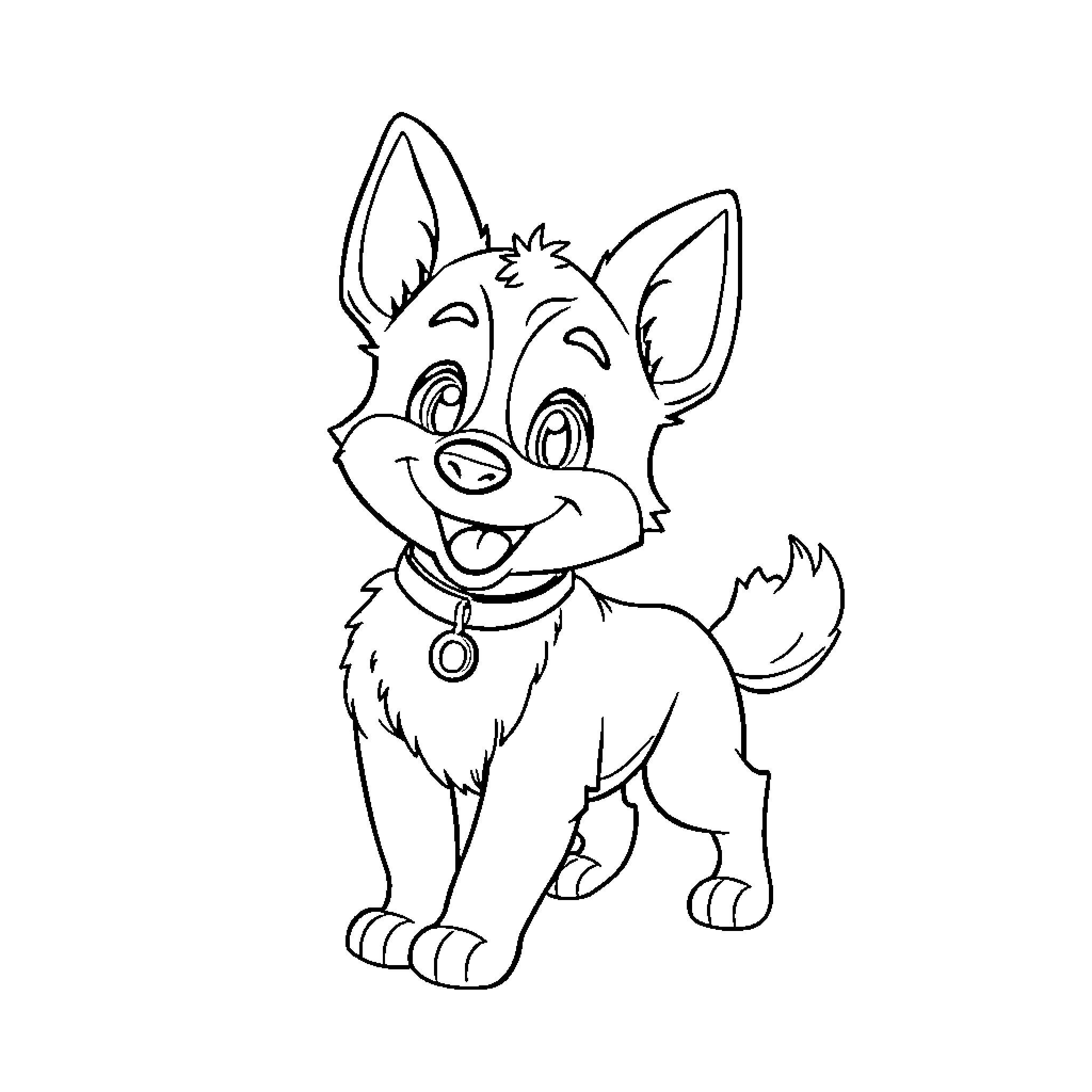 Bluey the Friendly Pup Coloring Page (free black-and-white line drawing printable PDF for all, from beginners to advanced learners, including children, teens, adults, and seniors)