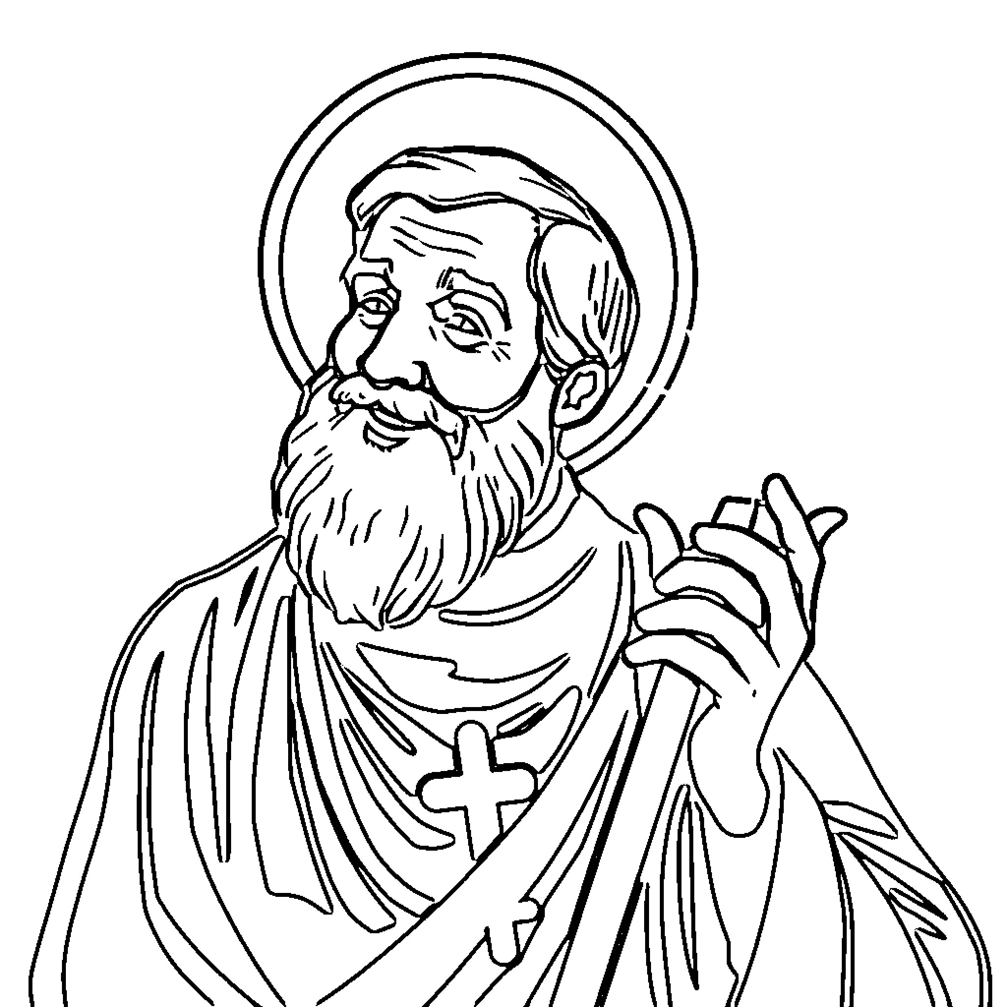 St. Eugene de Mazenod depicted in religious attire Coloring Page (free black-and-white line drawing printable PDF for all, from beginners to advanced learners, including children, teens, adults, and seniors)