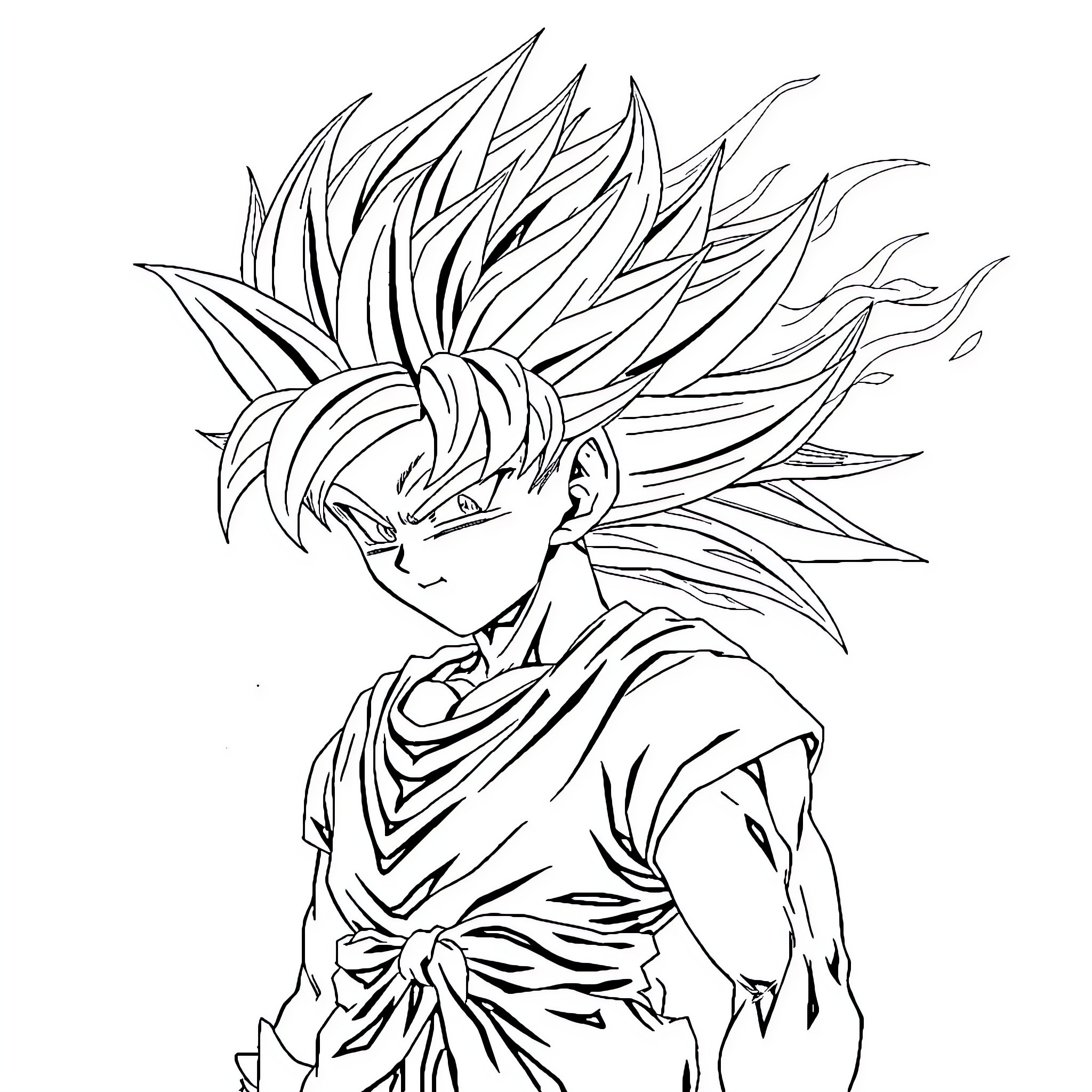 Labubu's wild and spiky-haired anime character Coloring Page (free black-and-white line drawing printable PDF for all, from beginners to advanced learners, including children, teens, adults, and seniors)