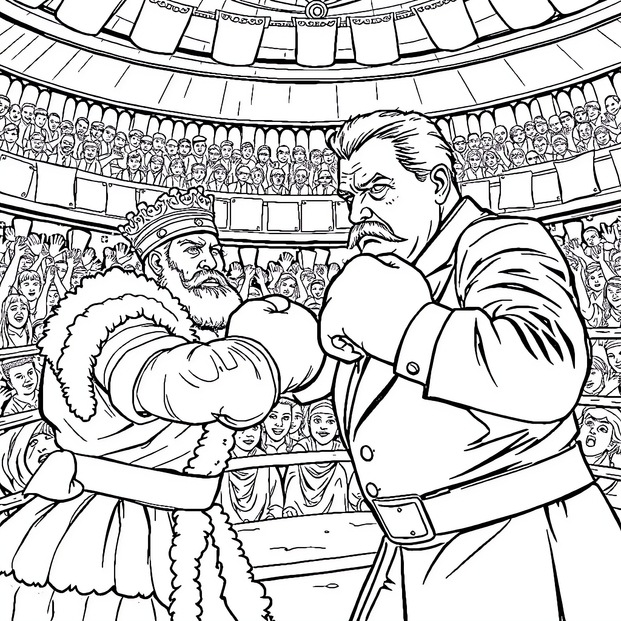 Theodore Roosevelt Engaging in a Formal Ceremony with Crowd Coloring Page (free black-and-white line drawing printable PDF for all, from beginners to advanced learners, including children, teens, adults, and seniors)