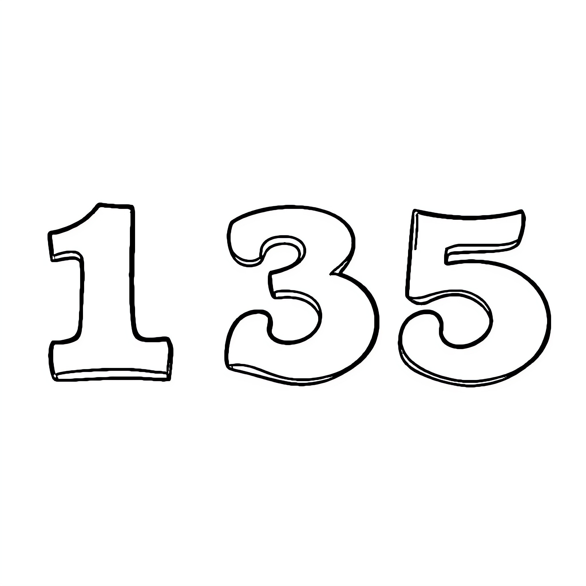 Number 135 Outlined Shapes Coloring Page (free black-and-white line drawing printable PDF for all, from beginners to advanced learners, including children, teens, adults, and seniors)