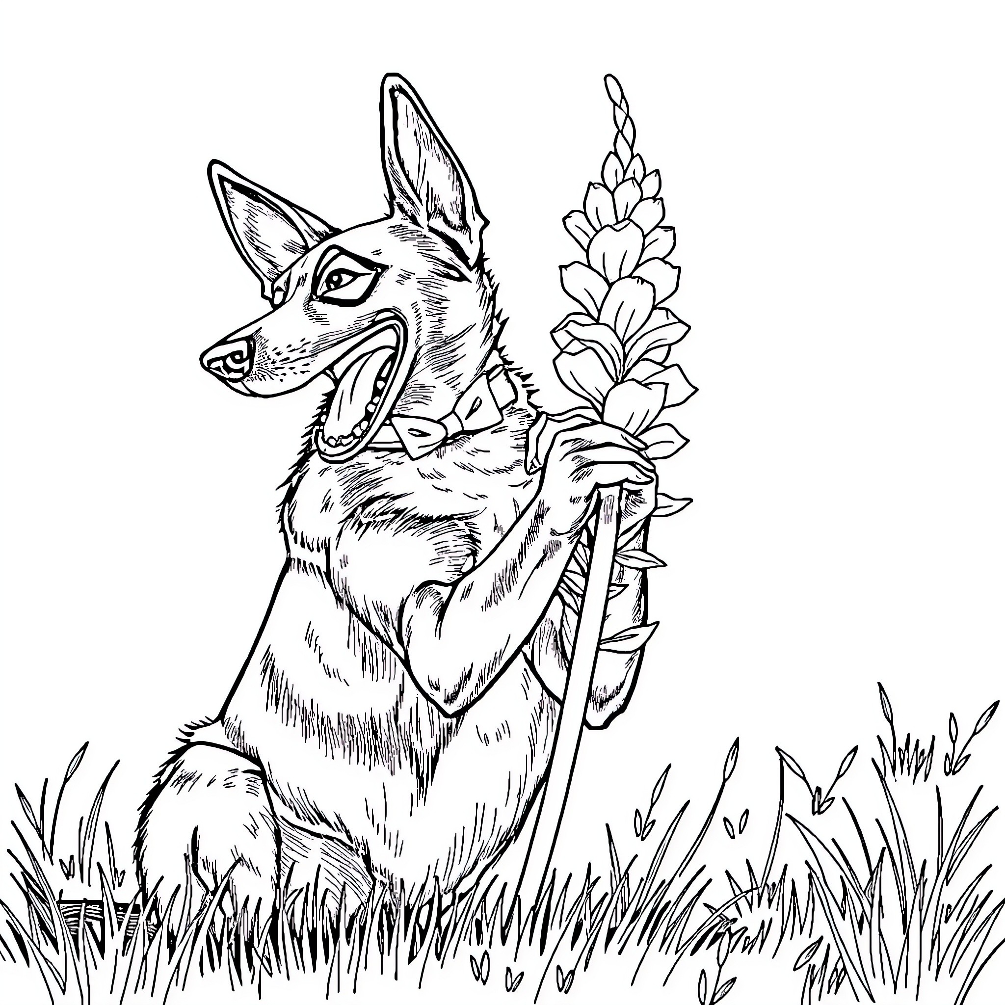 Malinois enjoying nature's beauty Coloring Page (free black-and-white line drawing printable PDF for all, from beginners to advanced learners, including children, teens, adults, and seniors)