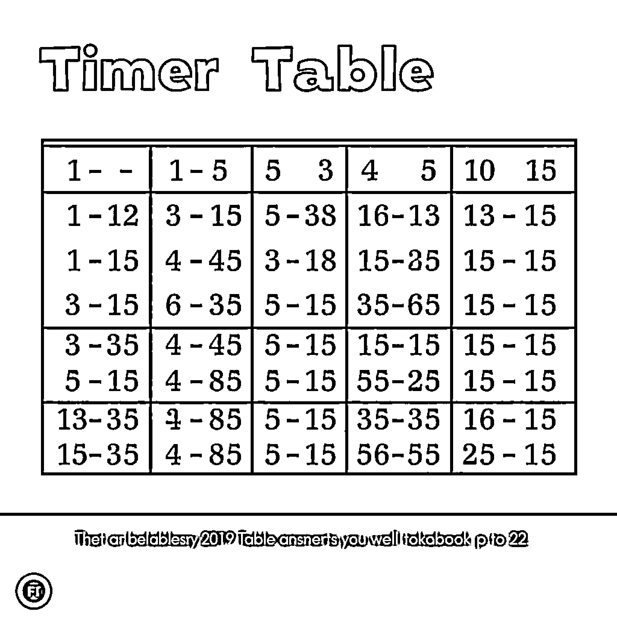 Times Table Multiplication Practice Coloring Page (free black-and-white line drawing printable PDF for all, from beginners to advanced learners, including children, teens, adults, and seniors)