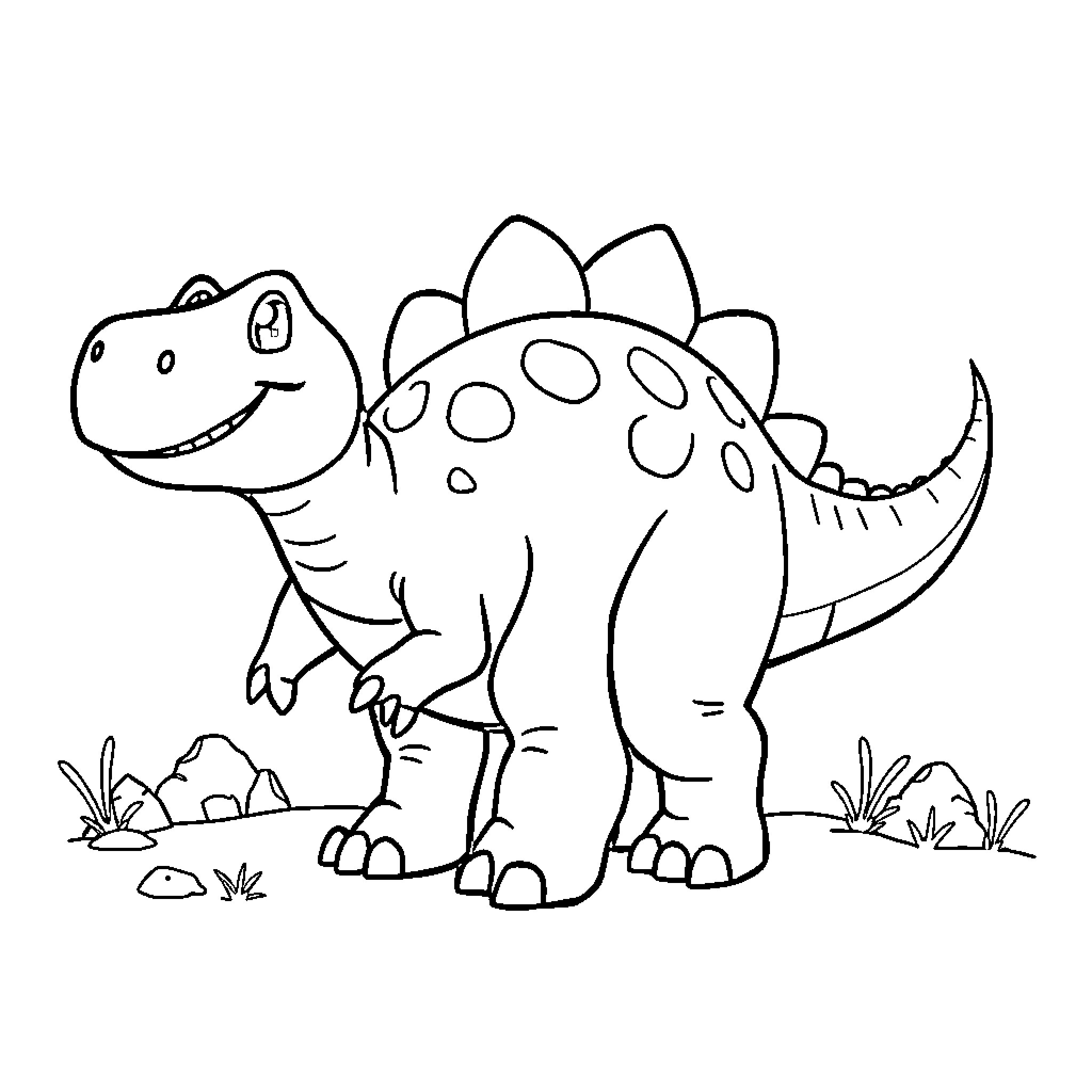 Ankylosaurus exploring the prehistoric landscape Coloring Page (free black-and-white line drawing printable PDF for all, from beginners to advanced learners, including children, teens, adults, and seniors)