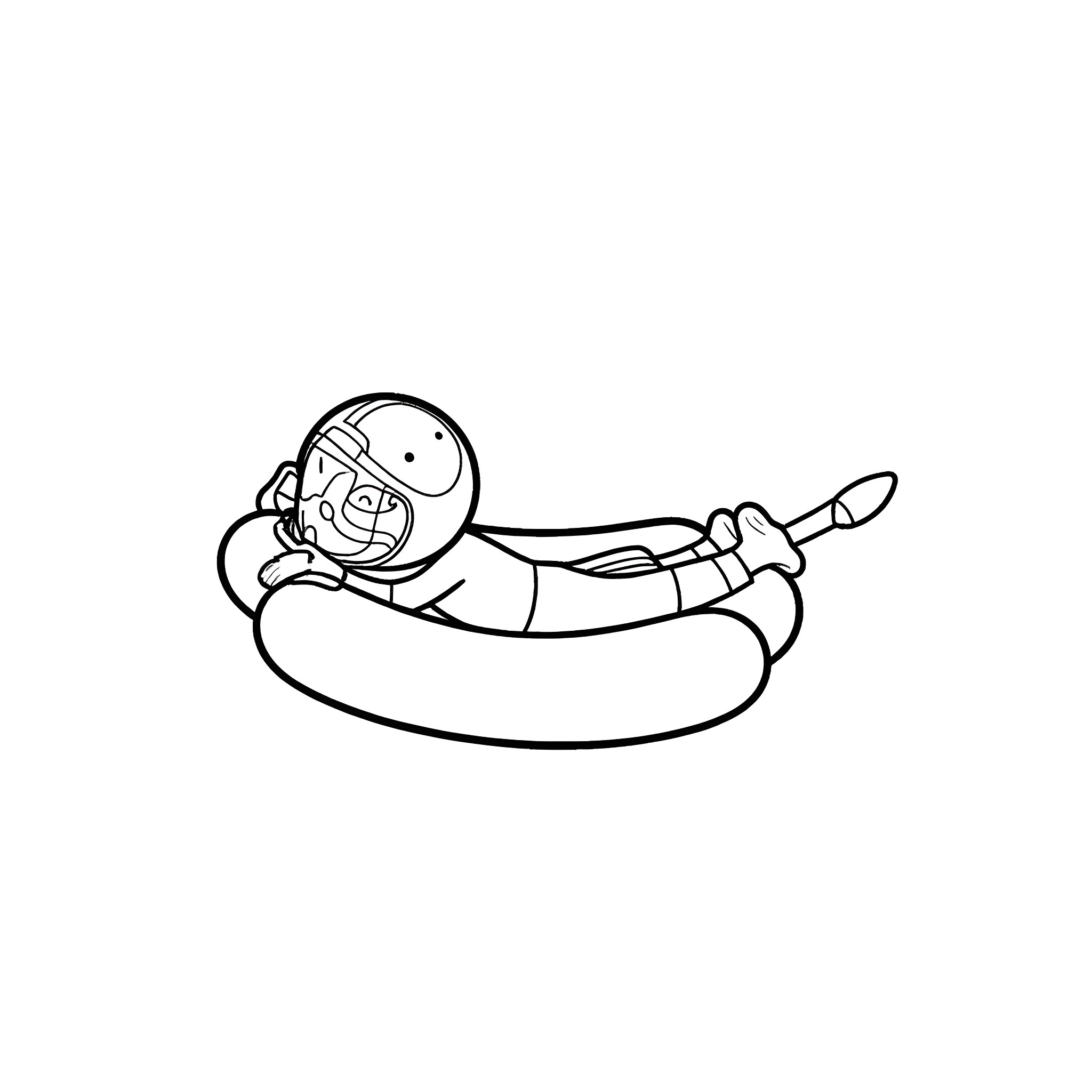 Football Player Relaxing on a Float Coloring Page (free black-and-white line drawing printable PDF for all, from beginners to advanced learners, including children, teens, adults, and seniors)