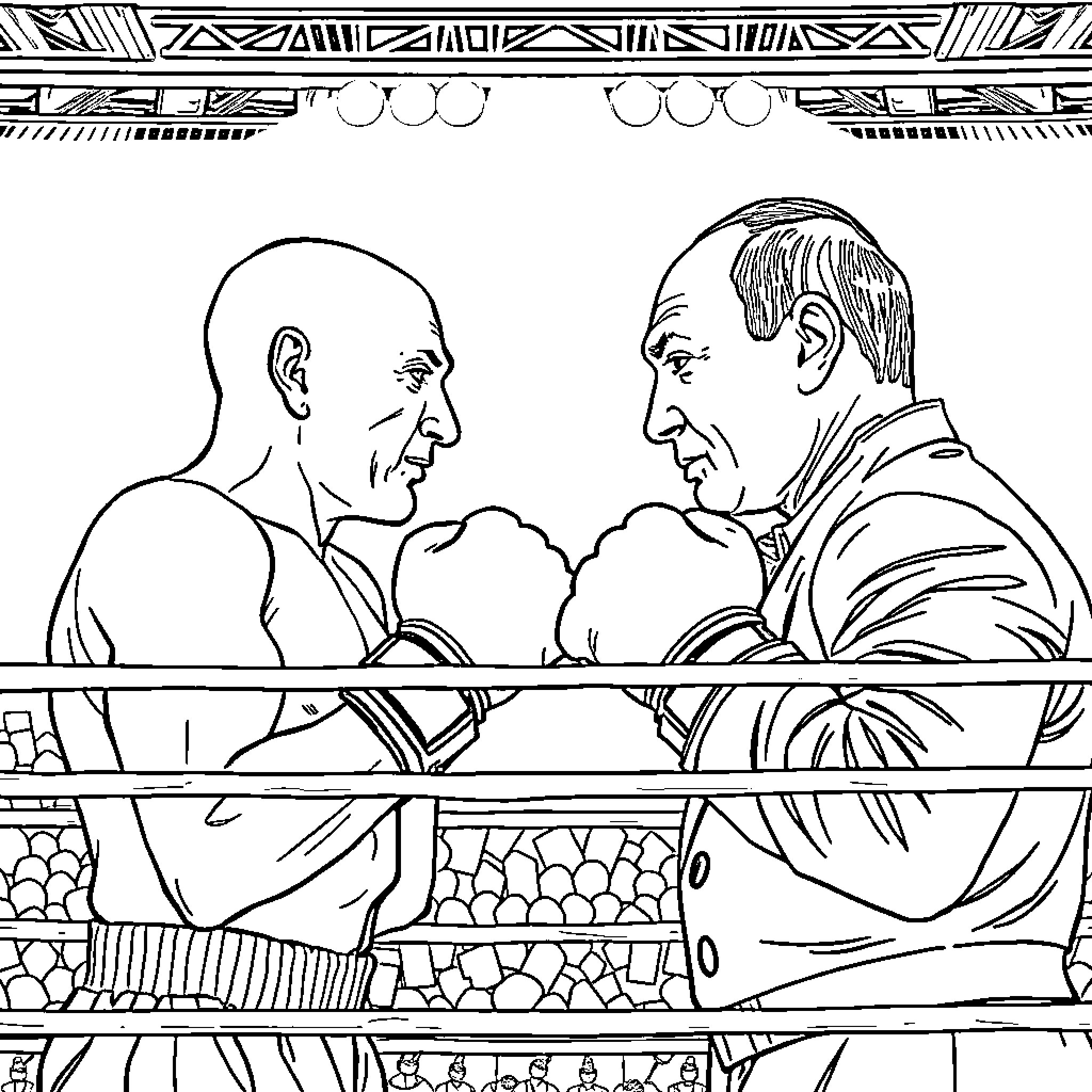 Wolodymyr Selenskyj in conversation with another person Coloring Page (free black-and-white line drawing printable PDF for all, from beginners to advanced learners, including children, teens, adults, and seniors)