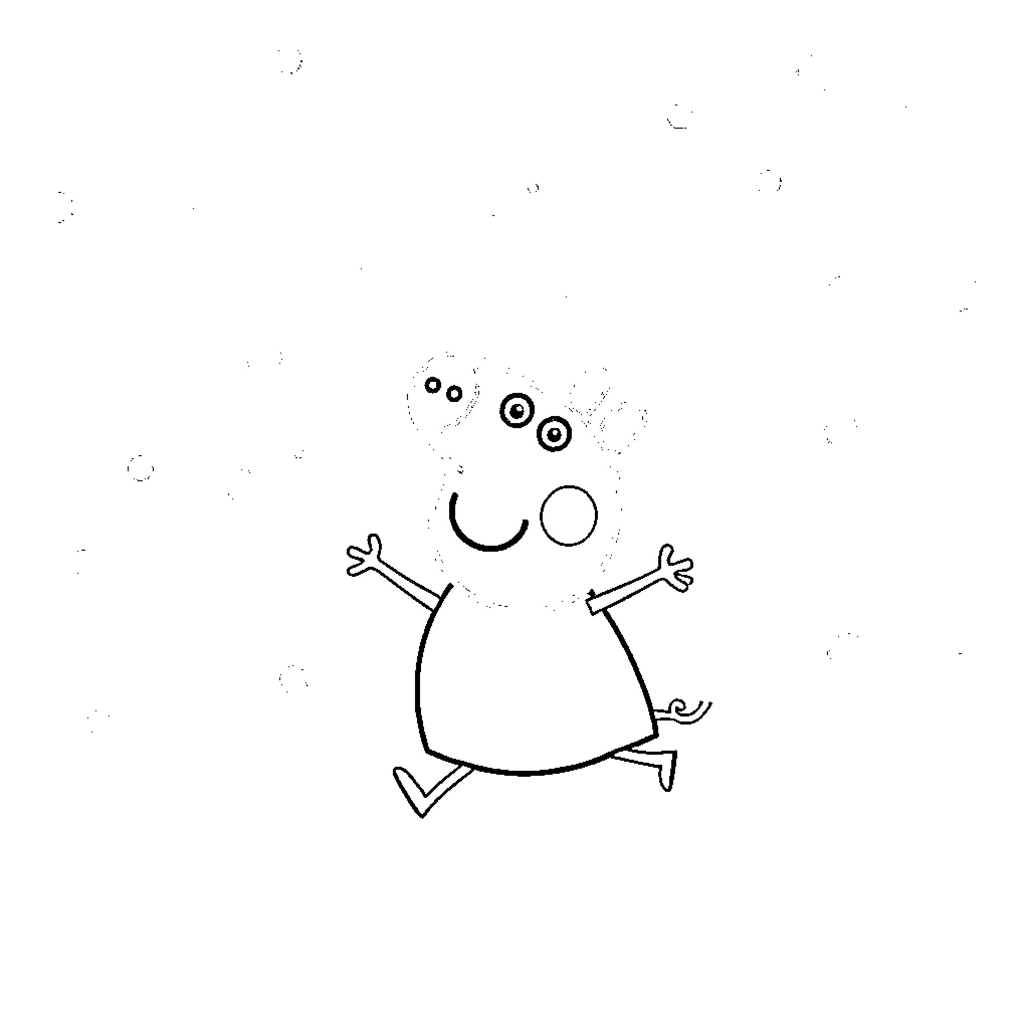 Peppa Pig jumping with joy Coloring Page (free black-and-white line drawing printable PDF for all, from beginners to advanced learners, including children, teens, adults, and seniors)