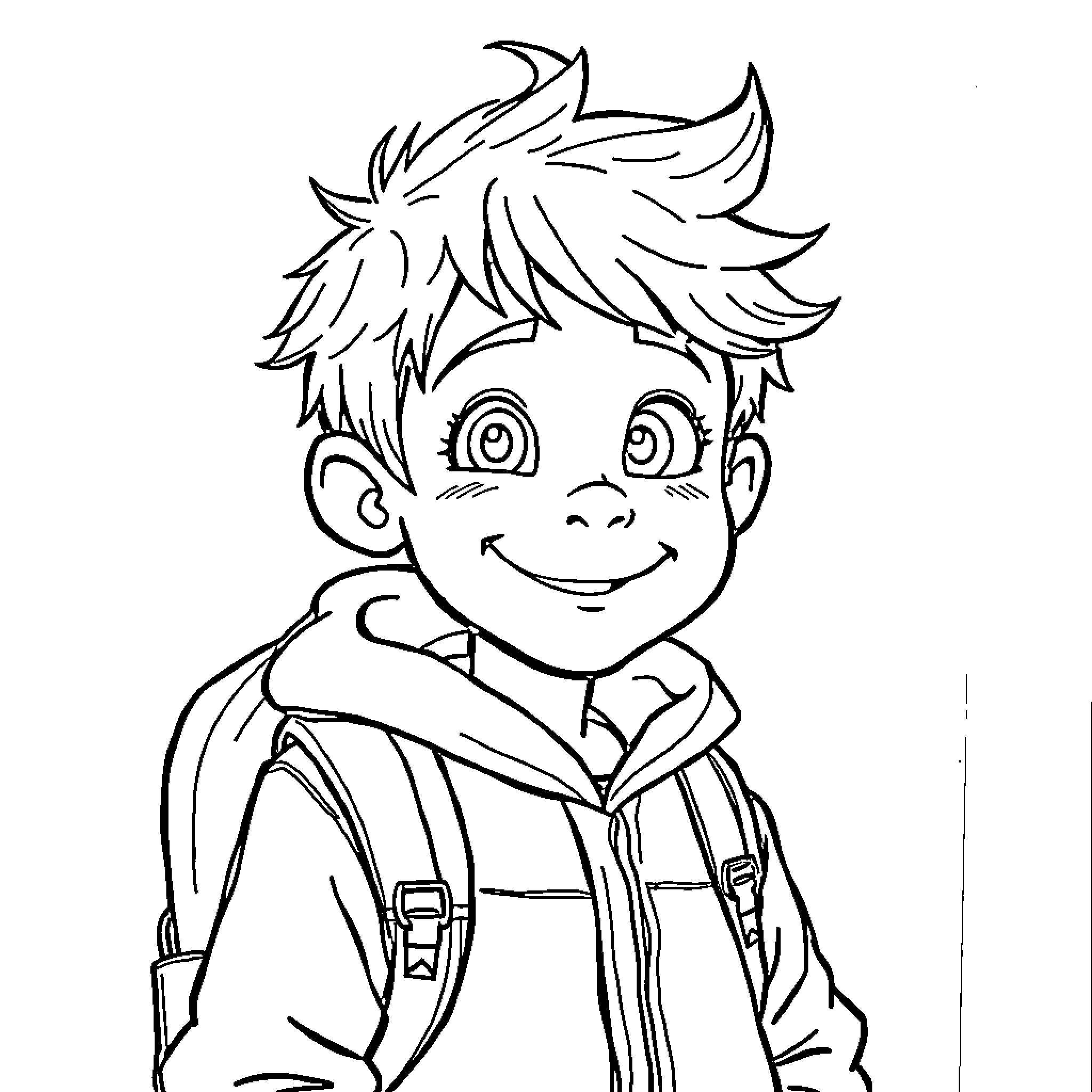 Wybie's Joyful Adventure Coloring Page (free black-and-white line drawing printable PDF for all, from beginners to advanced learners, including children, teens, adults, and seniors)