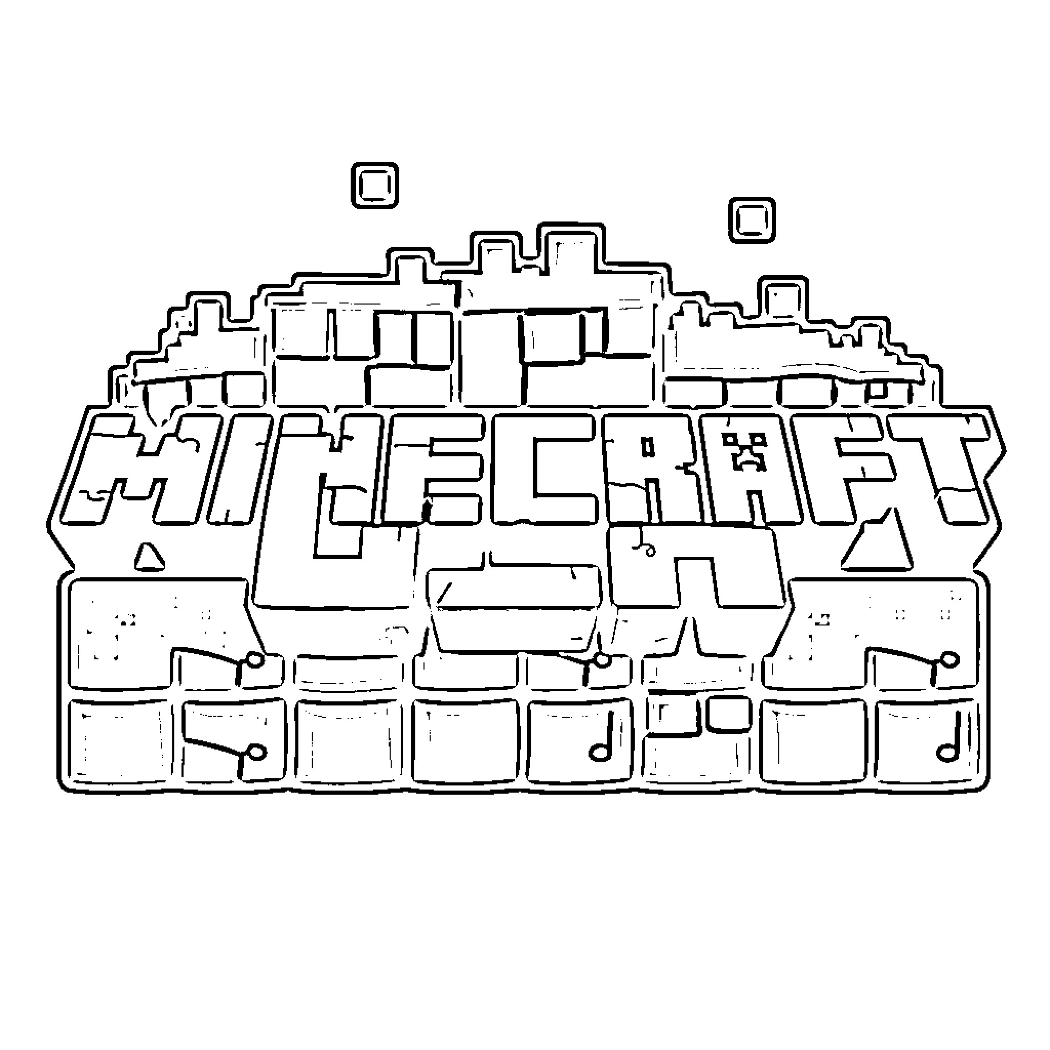 Minecraft Cityscape with Blocks and Structures Coloring Page (free black-and-white line drawing printable PDF for all, from beginners to advanced learners, including children, teens, adults, and seniors)