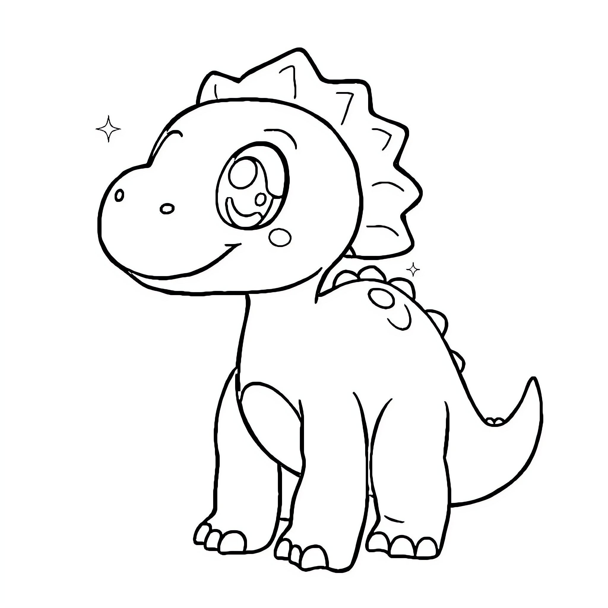 Dinosaur standing alert with a cheerful expression Coloring Page (free black-and-white line drawing printable PDF for all, from beginners to advanced learners, including children, teens, adults, and seniors)