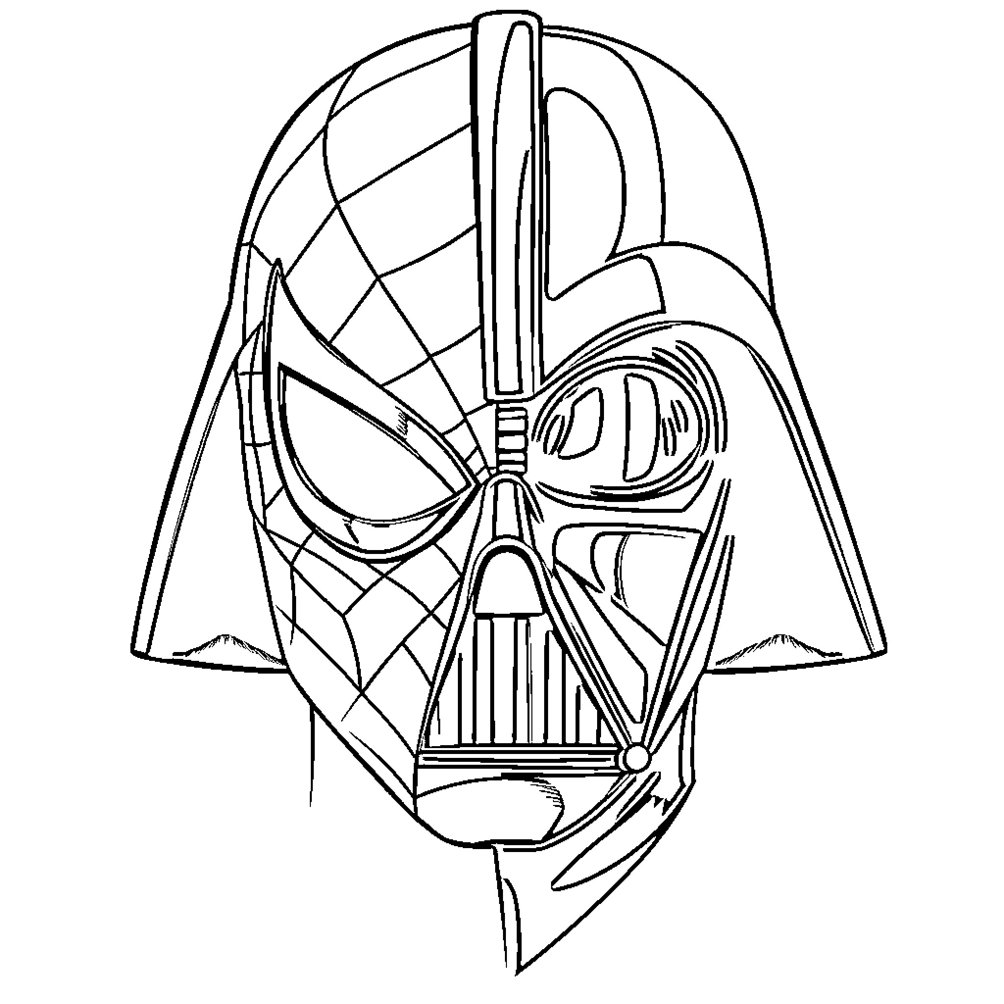 Face of a Iconic Sci-Fi Villain in Outline Coloring Page (free black-and-white line drawing printable PDF for all, from beginners to advanced learners, including children, teens, adults, and seniors)