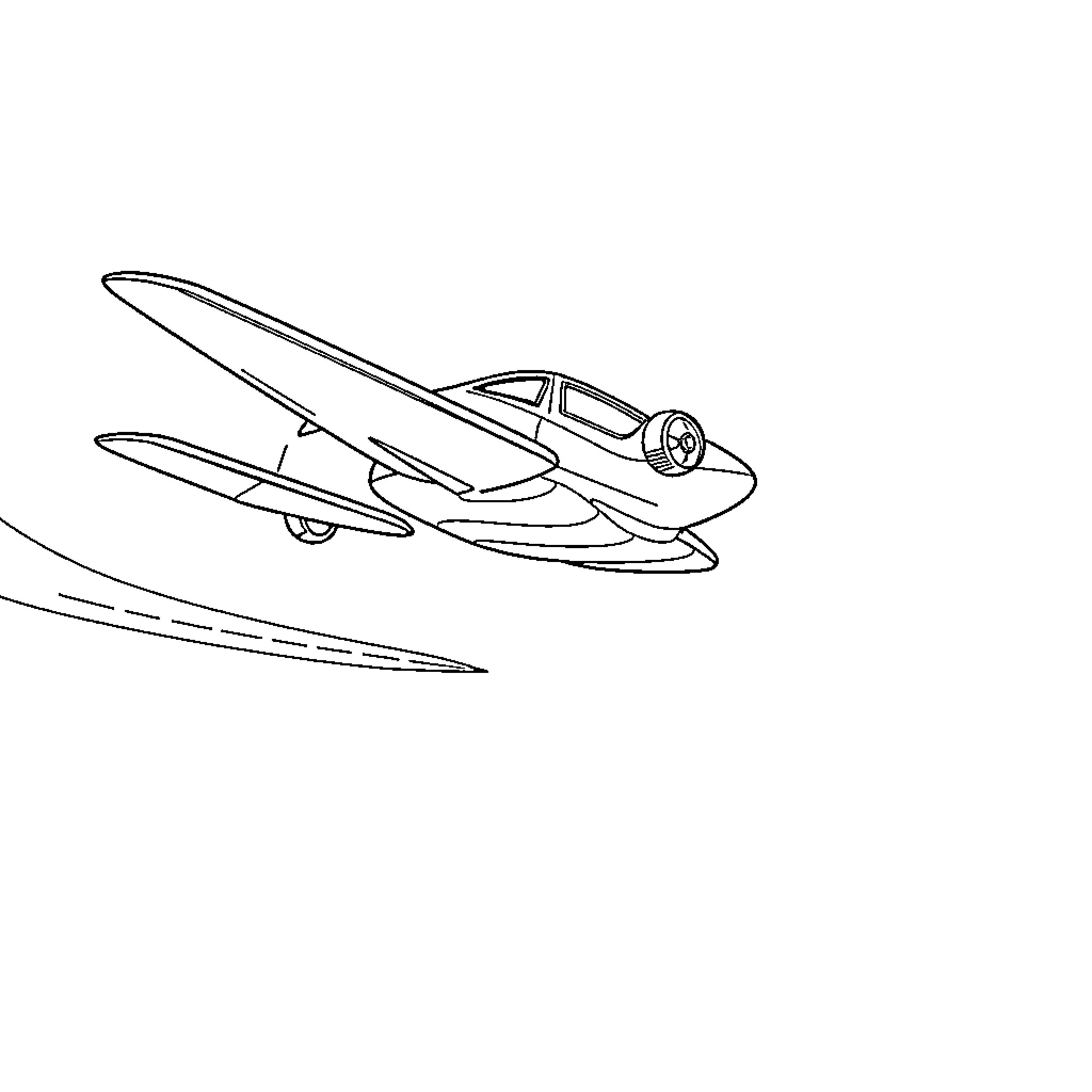 Flying Car Soaring Through the Skies Coloring Page (free black-and-white line drawing printable PDF for all, from beginners to advanced learners, including children, teens, adults, and seniors)