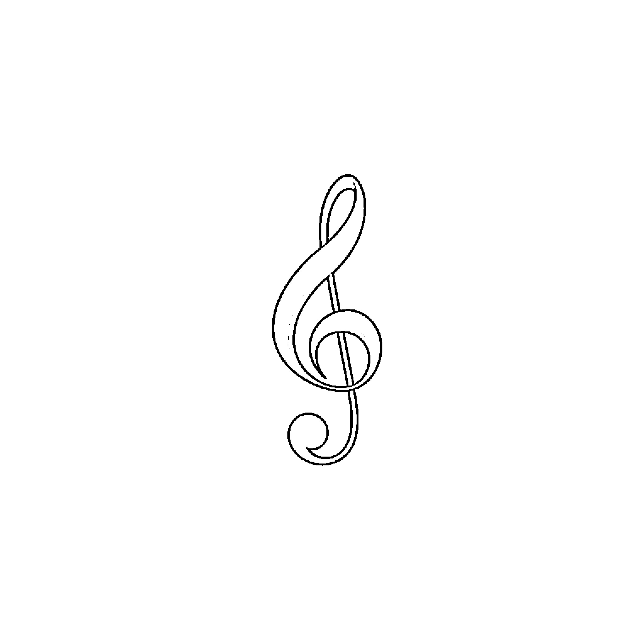 Clef Symbol in Outline Design Coloring Page (free black-and-white line drawing printable PDF for all, from beginners to advanced learners, including children, teens, adults, and seniors)