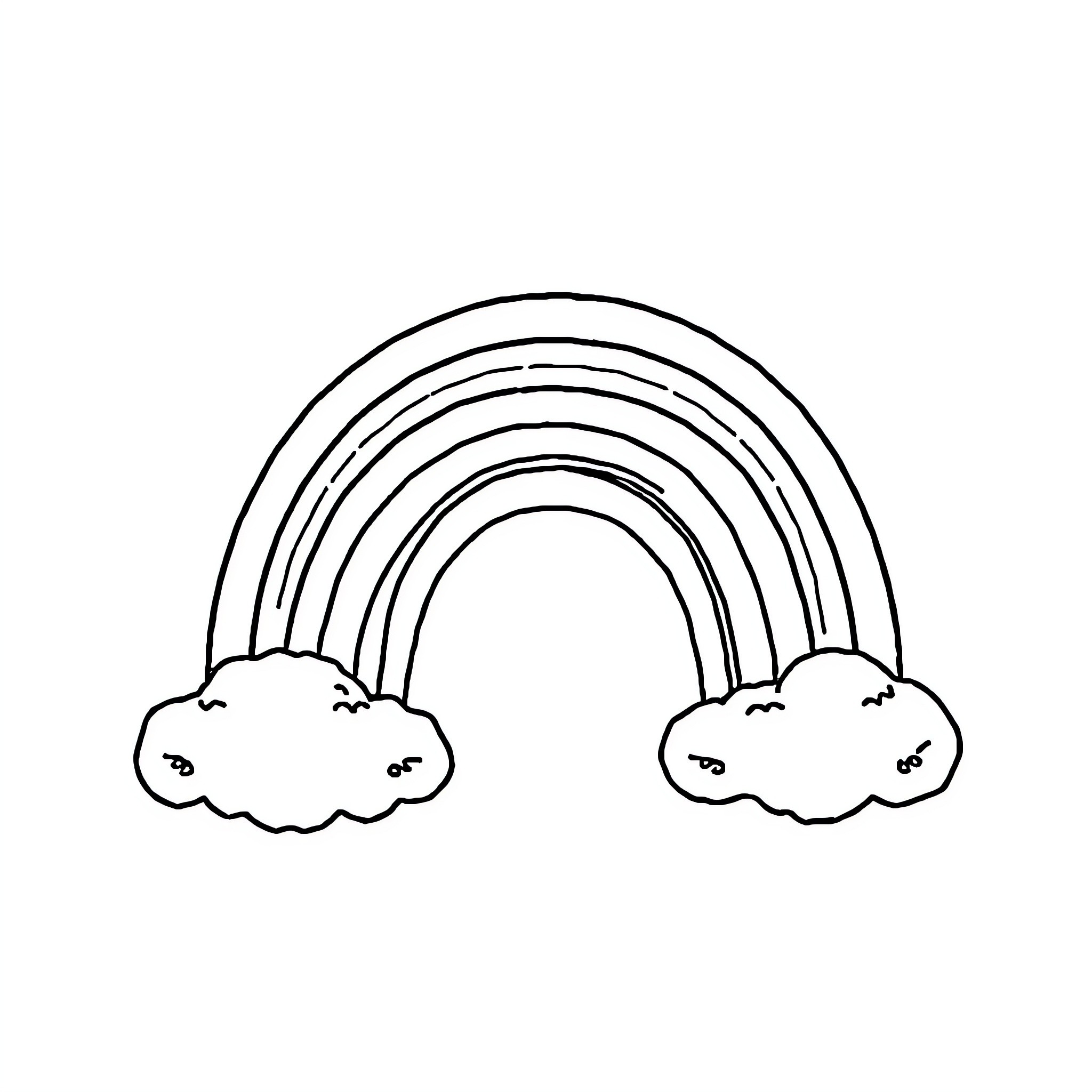 Stitch of a whimsical rainbow and clouds Coloring Page (free black-and-white line drawing printable PDF for all, from beginners to advanced learners, including children, teens, adults, and seniors)