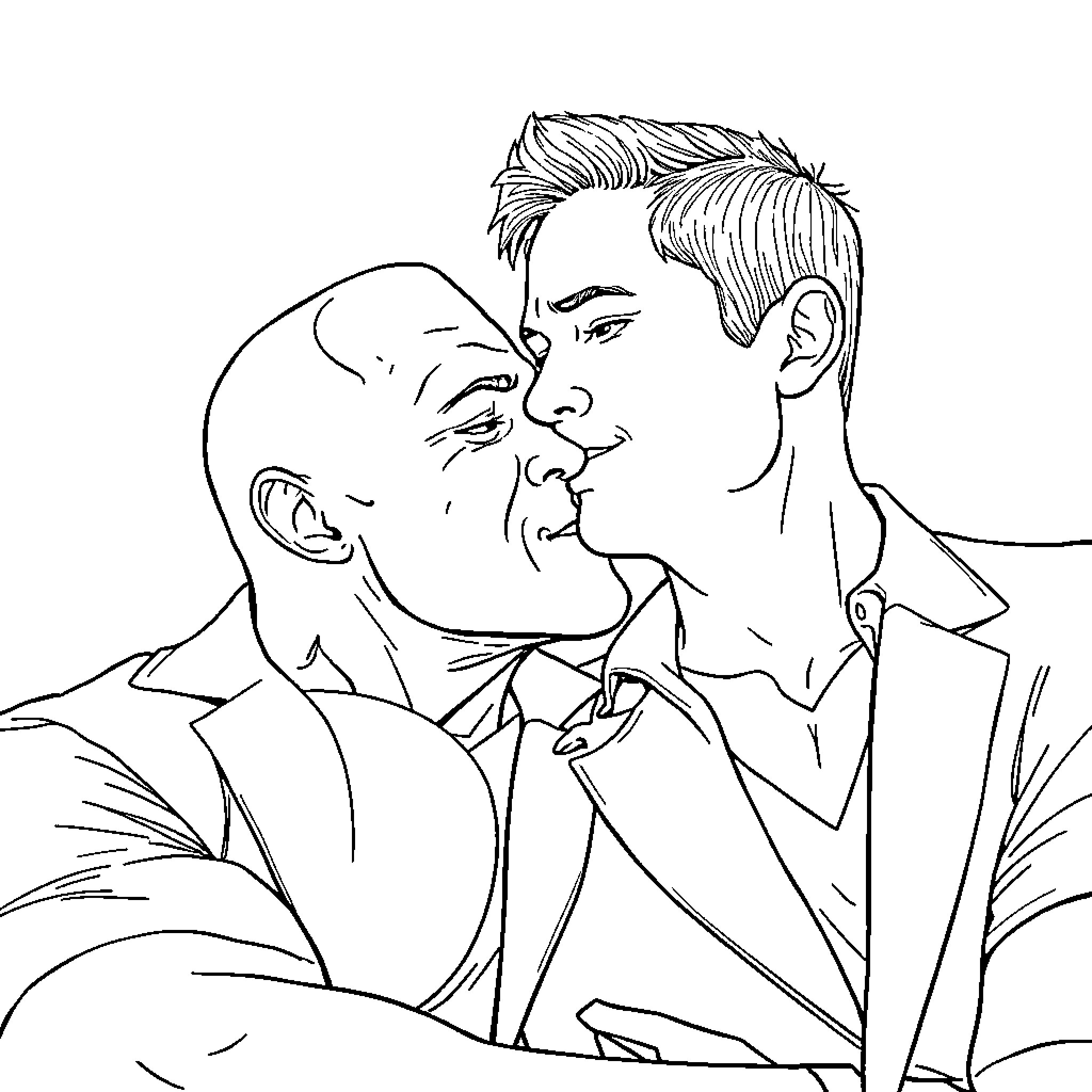 Dwayne Johnson's Intense Confrontation Coloring Page (free black-and-white line drawing printable PDF for all, from beginners to advanced learners, including children, teens, adults, and seniors)
