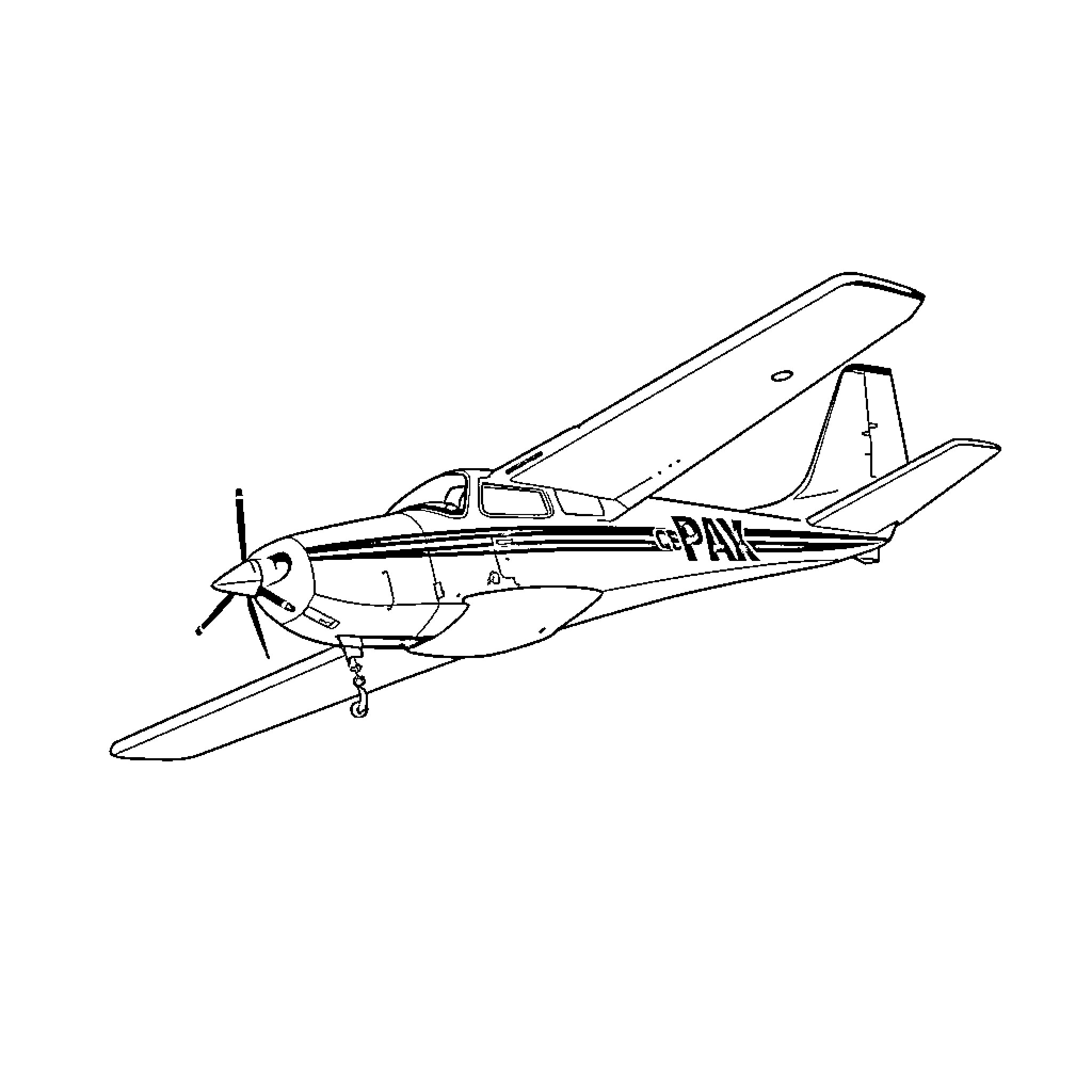 Cessna airplane in flight Coloring Page (free black-and-white line drawing printable PDF for all, from beginners to advanced learners, including children, teens, adults, and seniors)