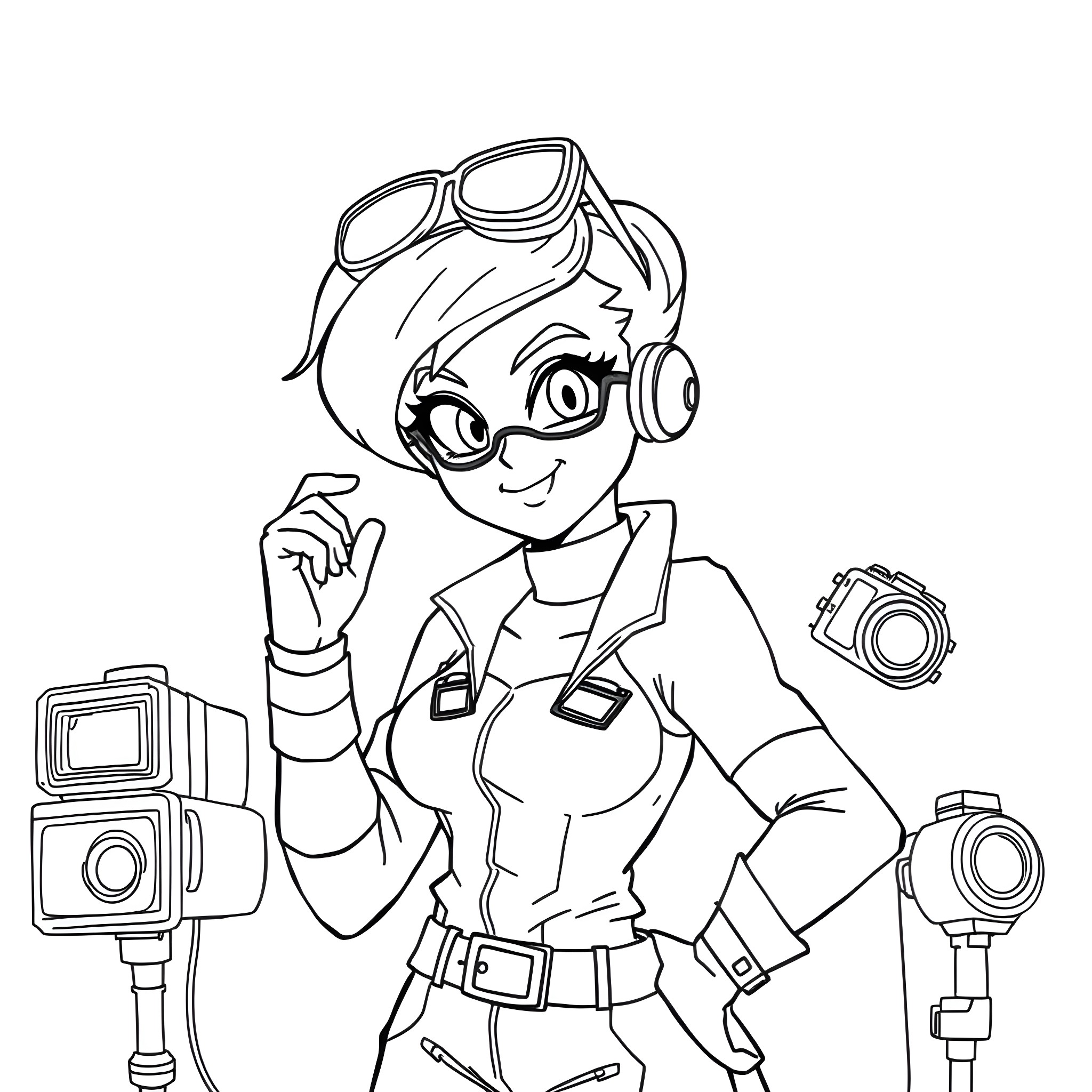 Bulma, the tech-savvy adventurer Coloring Page (free black-and-white line drawing printable PDF for all, from beginners to advanced learners, including children, teens, adults, and seniors)