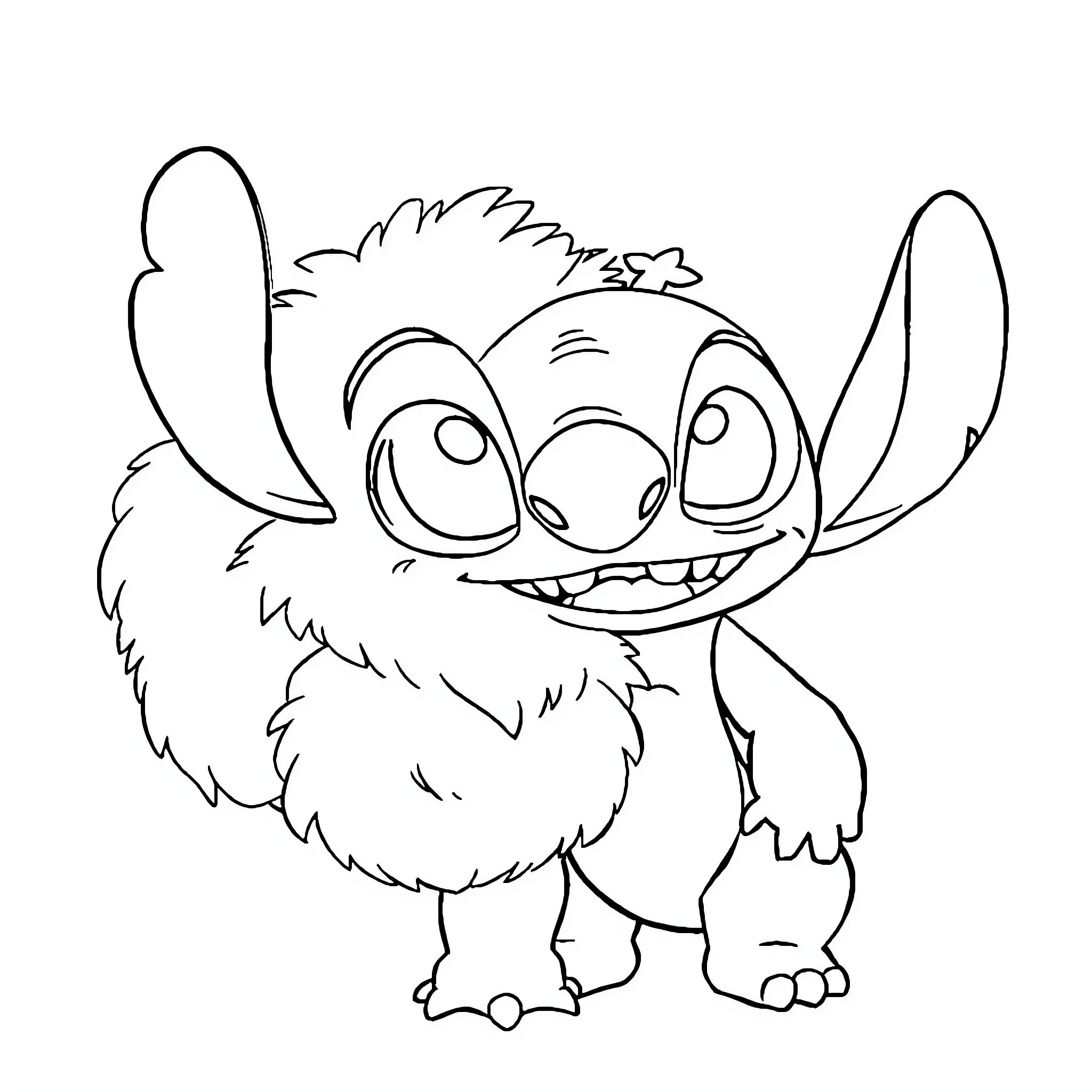Labubu's cheerful expression and stance Coloring Page (free black-and-white line drawing printable PDF for all, from beginners to advanced learners, including children, teens, adults, and seniors)