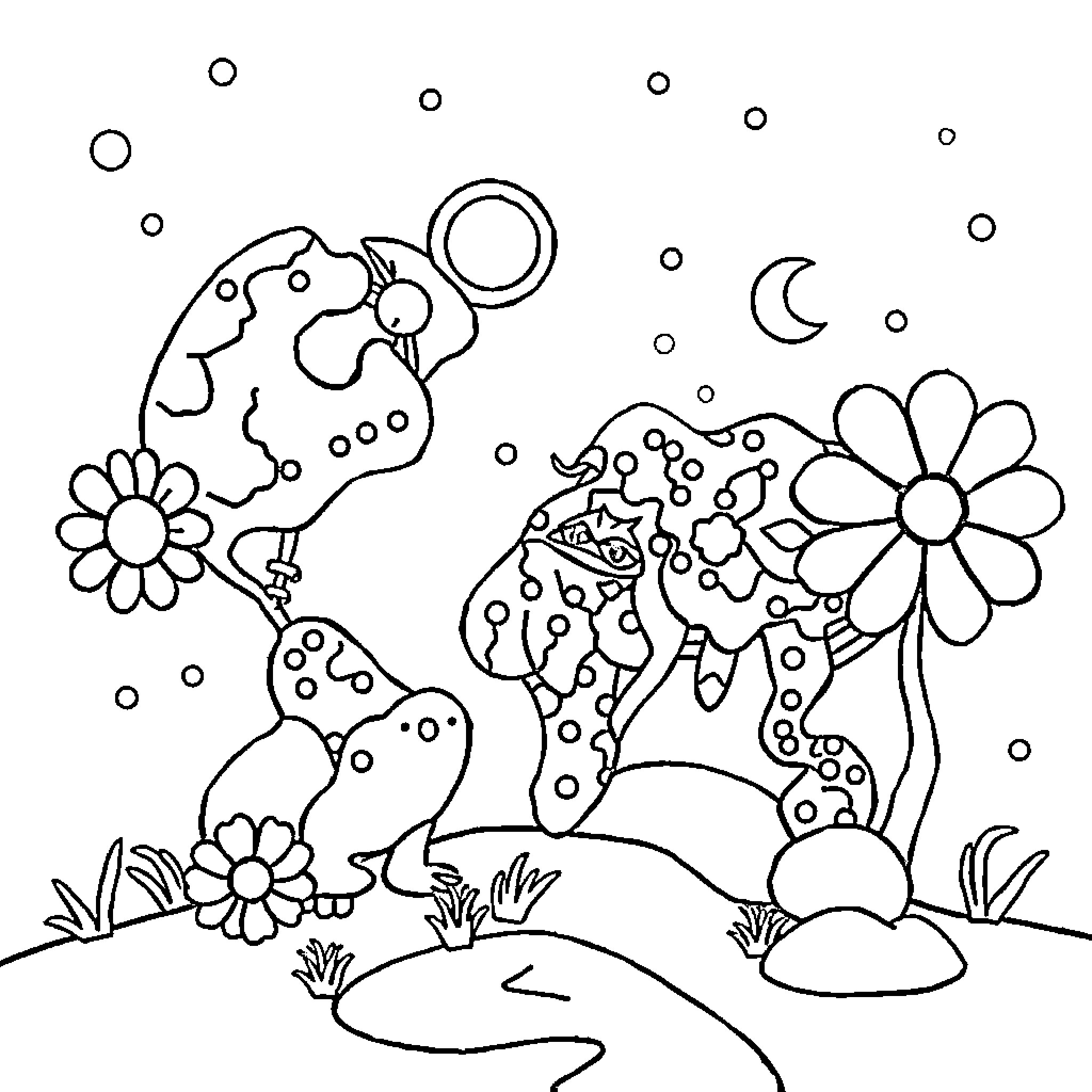 Dot to Dot Whimsical Animal Encounters Coloring Page (free black-and-white line drawing printable PDF for all, from beginners to advanced learners, including children, teens, adults, and seniors)