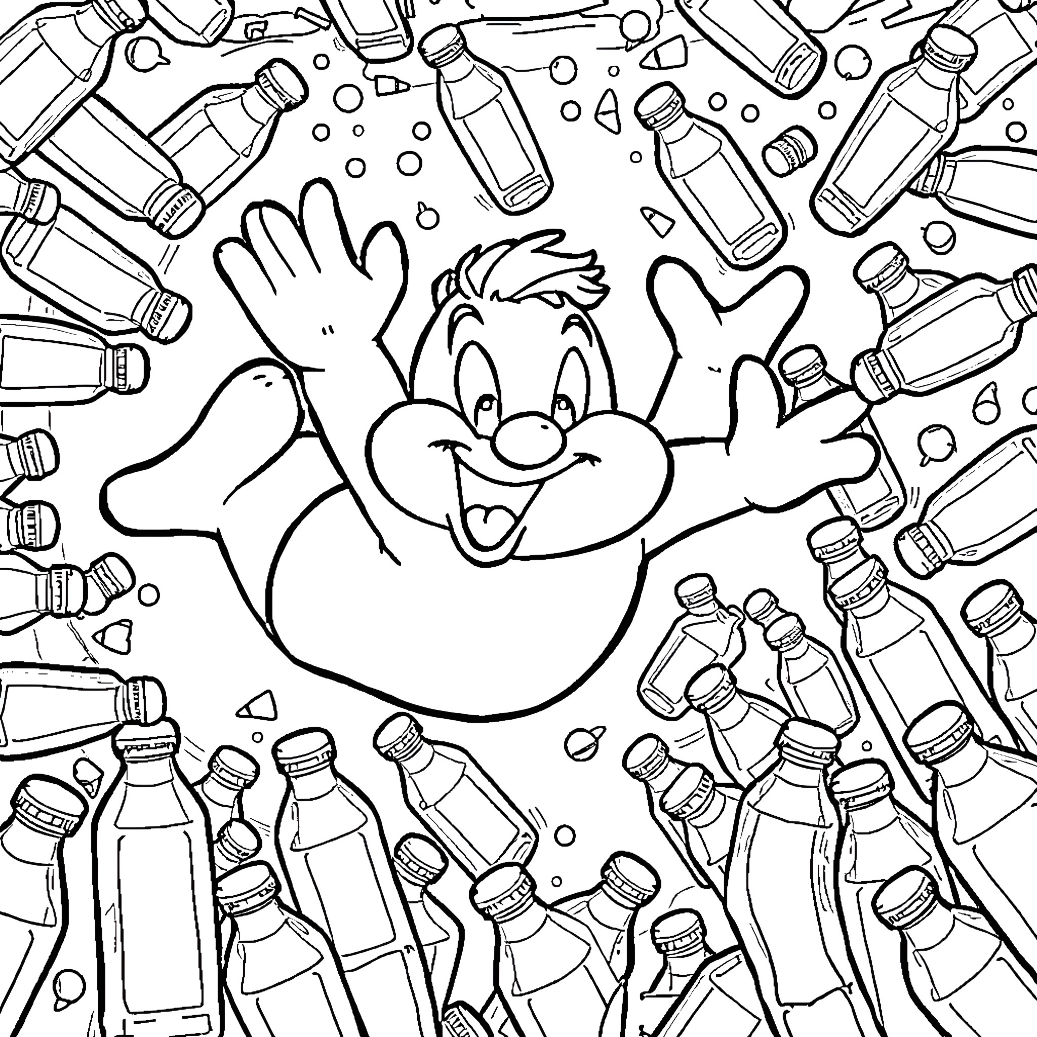 Puff Daddy's playful and colorful cartoon adventure Coloring Page (free black-and-white line drawing printable PDF for all, from beginners to advanced learners, including children, teens, adults, and seniors)