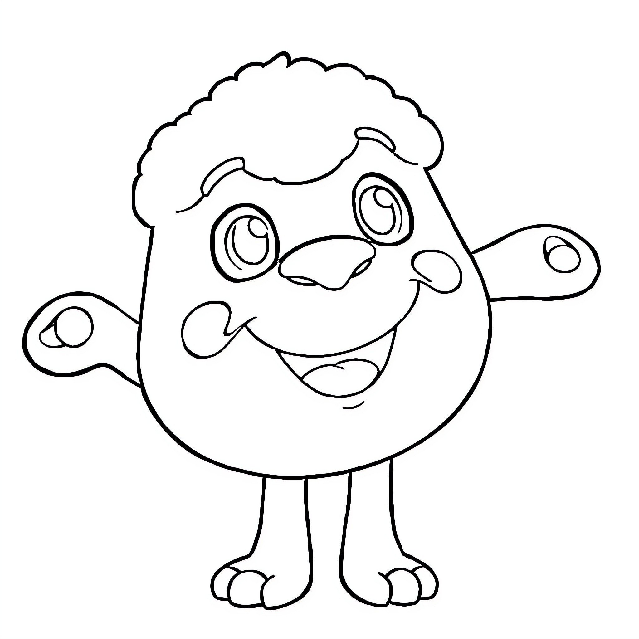 Labubu's Joyful Expression Coloring Page (free black-and-white line drawing printable PDF for all, from beginners to advanced learners, including children, teens, adults, and seniors)