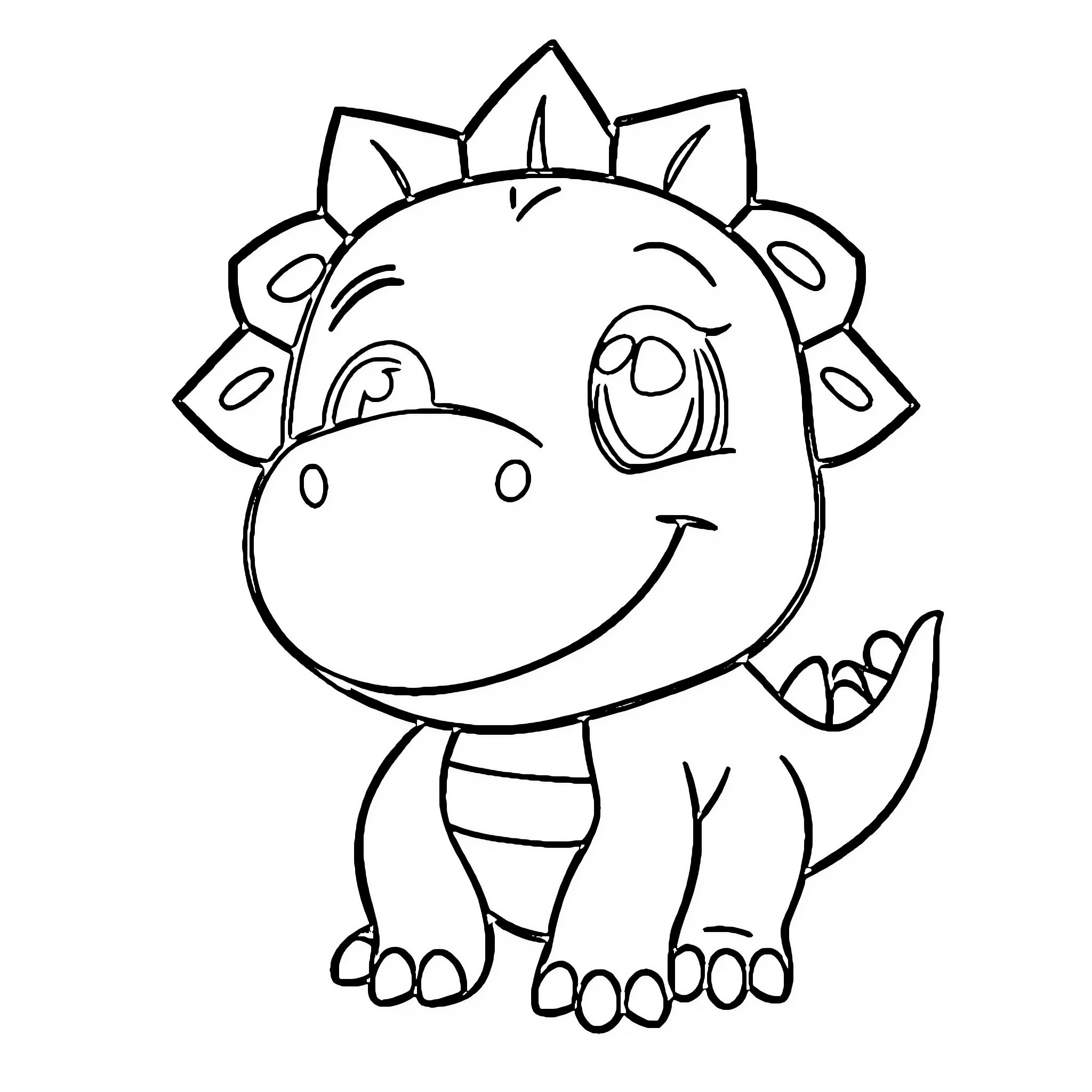 Dinosaur character with a cheerful expression Coloring Page (free black-and-white line drawing printable PDF for all, from beginners to advanced learners, including children, teens, adults, and seniors)