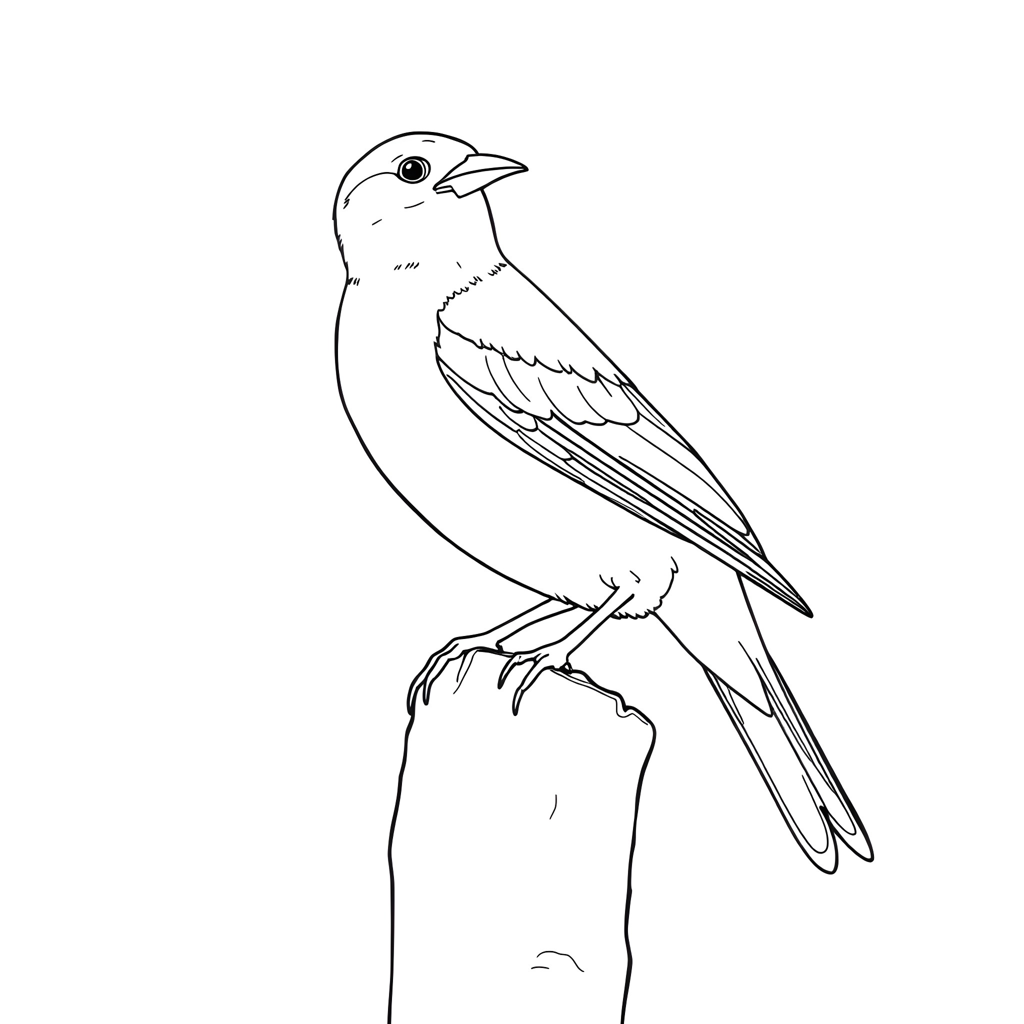 Saffron Finch perched on a branch Coloring Page (free black-and-white line drawing printable PDF for all, from beginners to advanced learners, including children, teens, adults, and seniors)