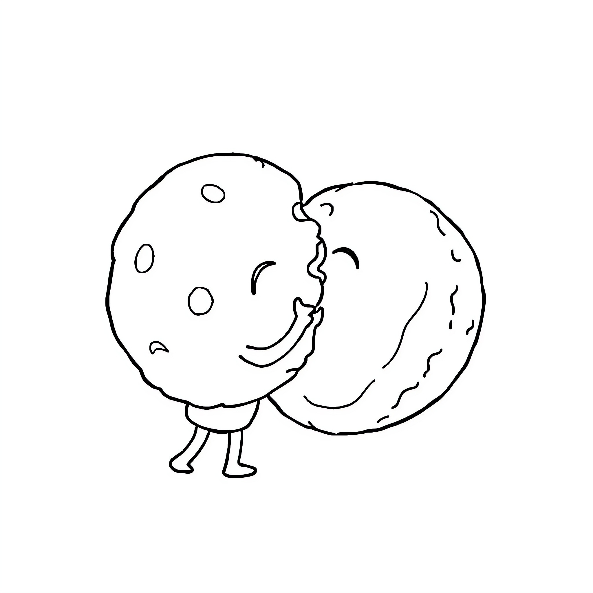 Cookie with a Friendly Expression Coloring Page (free black-and-white line drawing printable PDF for all, from beginners to advanced learners, including children, teens, adults, and seniors)
