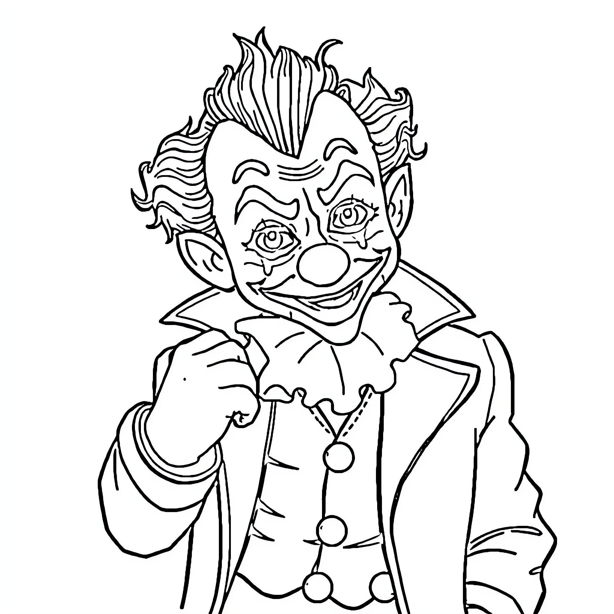 Bluey the Friendly Circus Clown Coloring Page (free black-and-white line drawing printable PDF for all, from beginners to advanced learners, including children, teens, adults, and seniors)