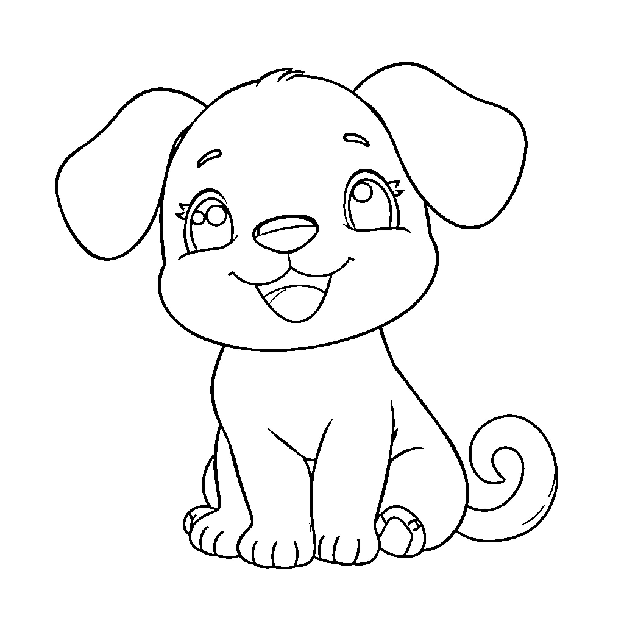 Cinnamoroll happy and playful puppy Coloring Page (free black-and-white line drawing printable PDF for all, from beginners to advanced learners, including children, teens, adults, and seniors)