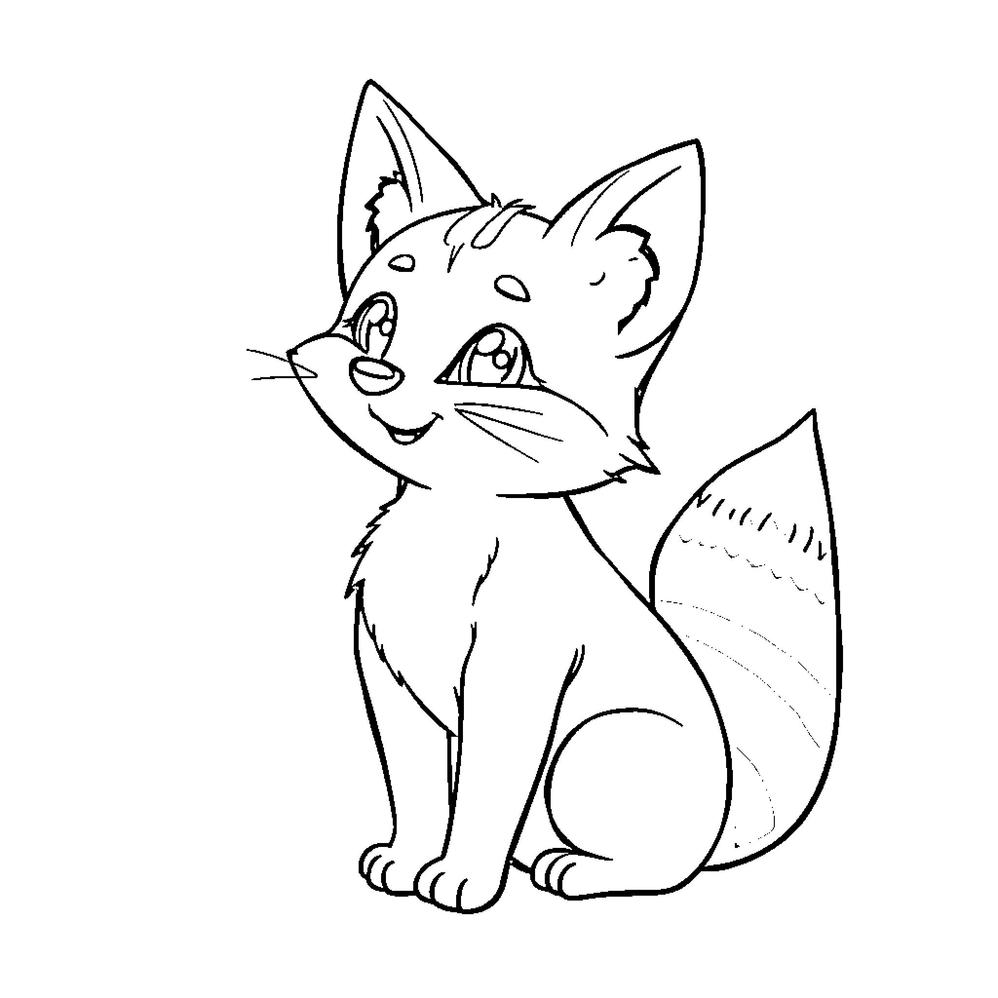 Zorro the Mischievous Fox Coloring Page (free black-and-white line drawing printable PDF for all, from beginners to advanced learners, including children, teens, adults, and seniors)