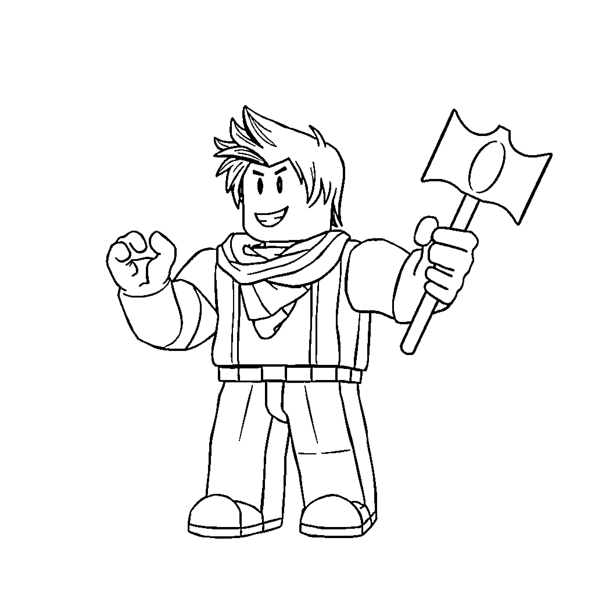 Tralalero Enthusiastic Boy with Flag Coloring Page (free black-and-white line drawing printable PDF for all, from beginners to advanced learners, including children, teens, adults, and seniors)