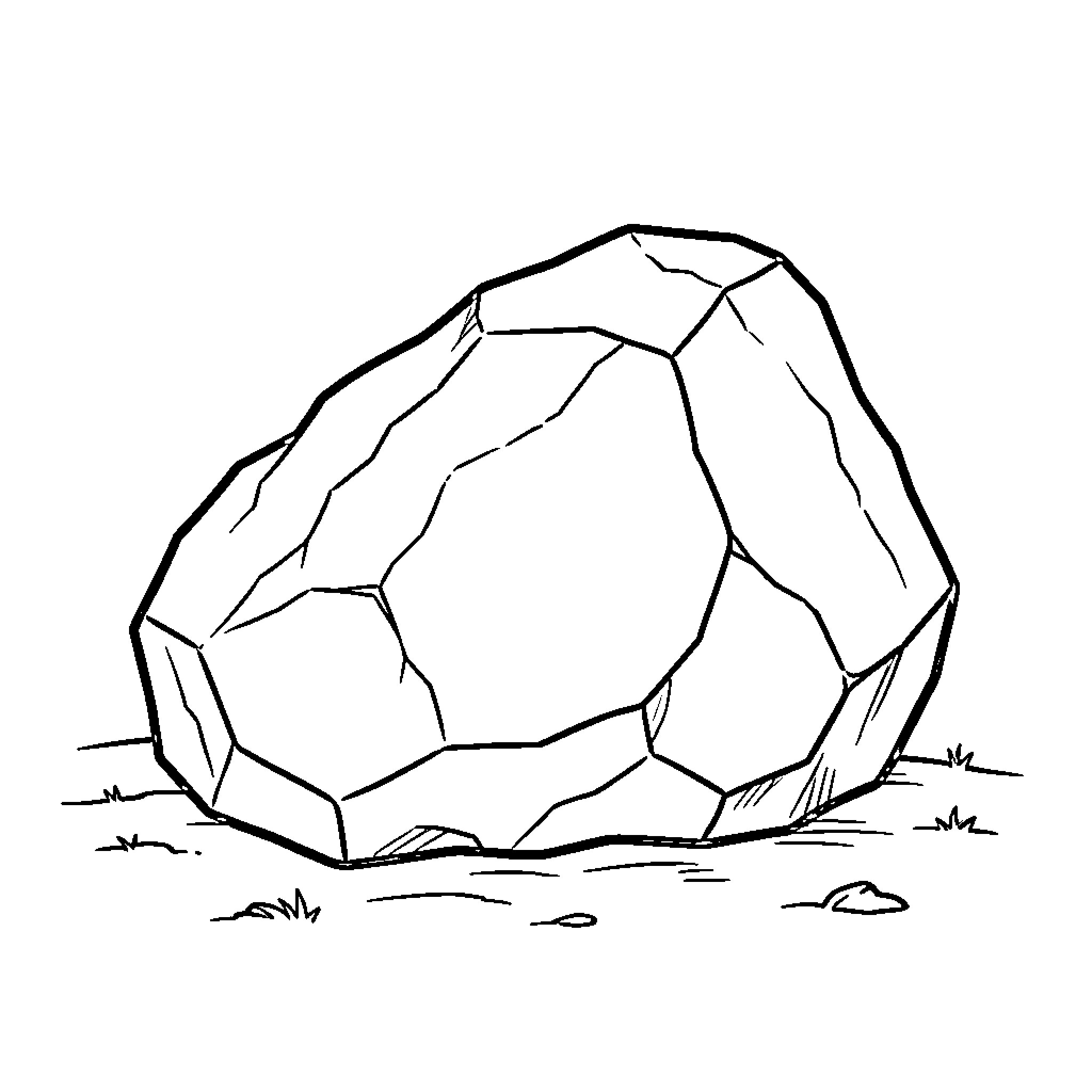 Chunk of rock sitting on the ground Coloring Page (free black-and-white line drawing printable PDF for all, from beginners to advanced learners, including children, teens, adults, and seniors)