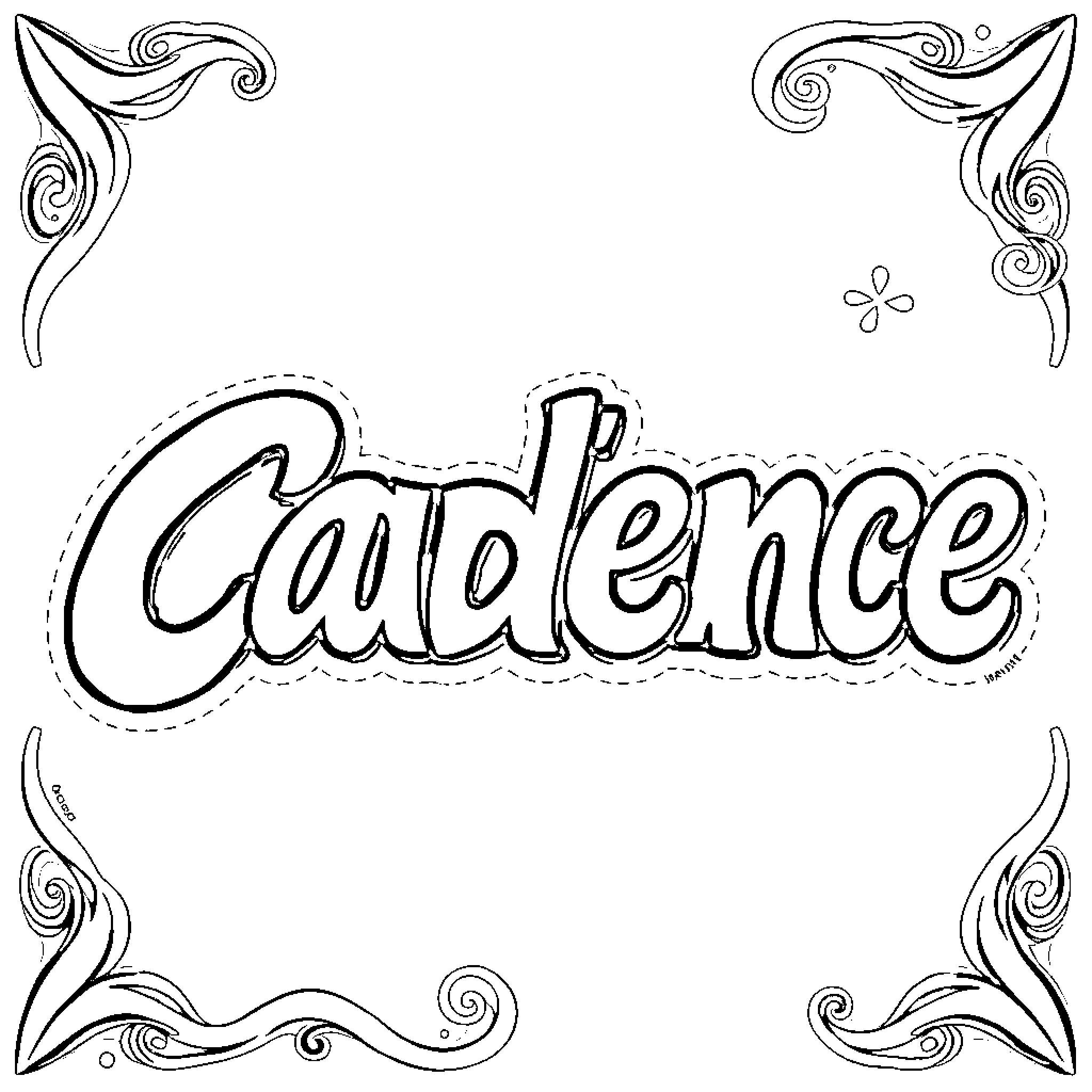 Cadence of artistic calligraphy and flourishes Coloring Page (free black-and-white line drawing printable PDF for all, from beginners to advanced learners, including children, teens, adults, and seniors)