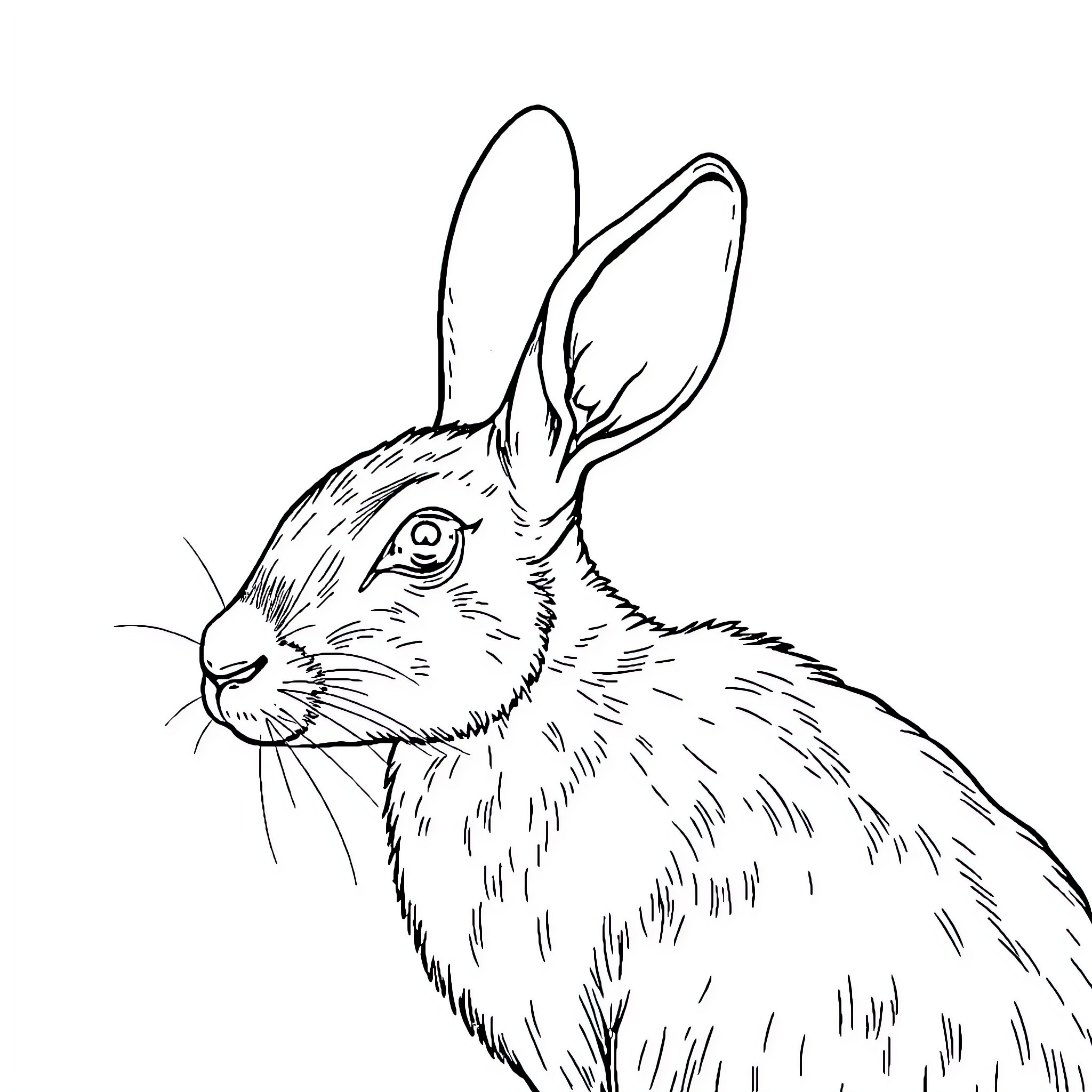 Frog-like Rabbit in Sketch-like Illustration Coloring Page (free black-and-white line drawing printable PDF for all, from beginners to advanced learners, including children, teens, adults, and seniors)