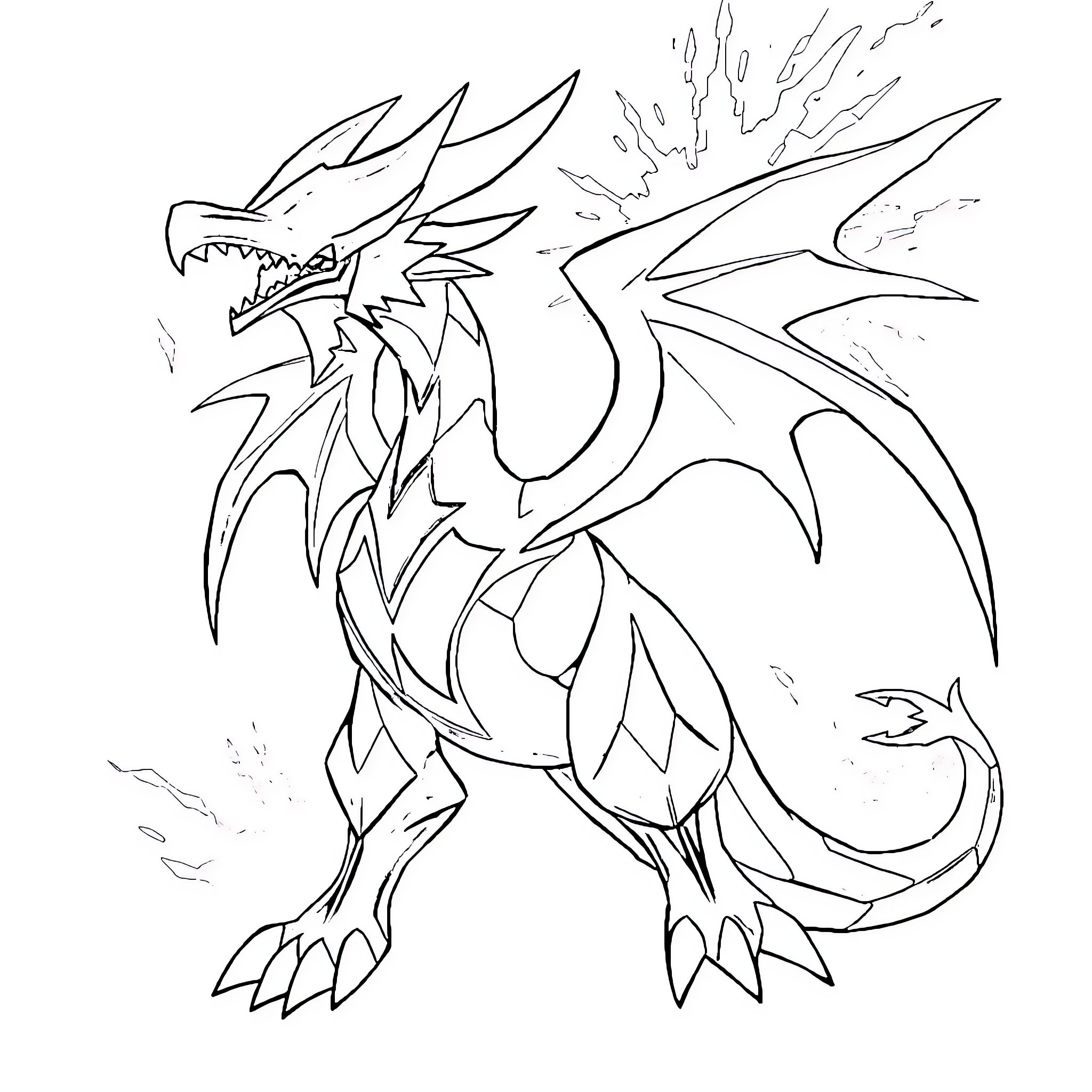 Ultra Necrozma's Ferocious Transformation Coloring Page (free black-and-white line drawing printable PDF for all, from beginners to advanced learners, including children, teens, adults, and seniors)